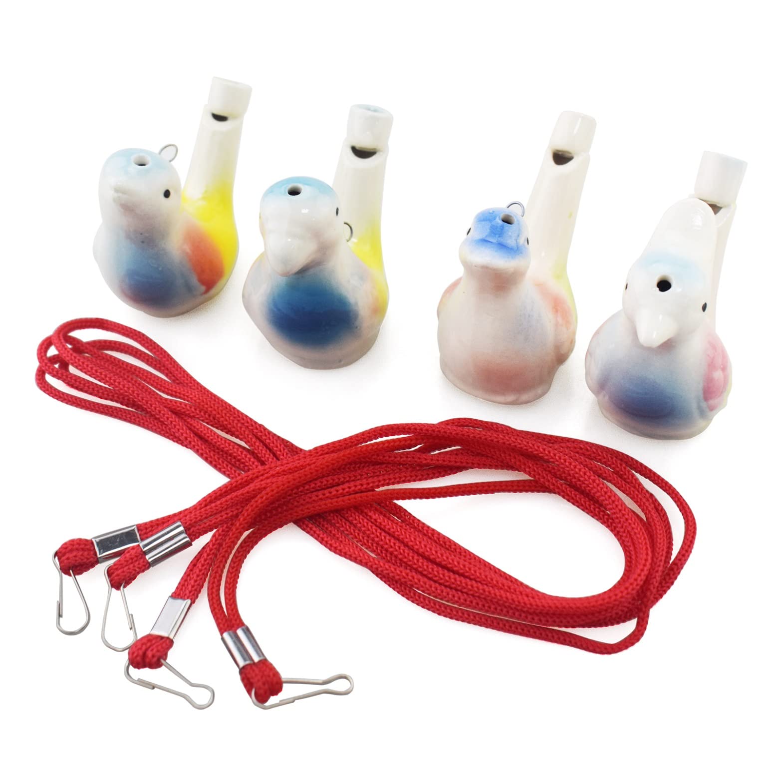 4PCS Ceramic Bird Whistle Toys with Hanging Rope - Fun Musical Gifts for Kids Birthday, Party Favors & Outdoor Activities - Perfect for Garden Decor, Children's Playtime & Holiday Celebrations