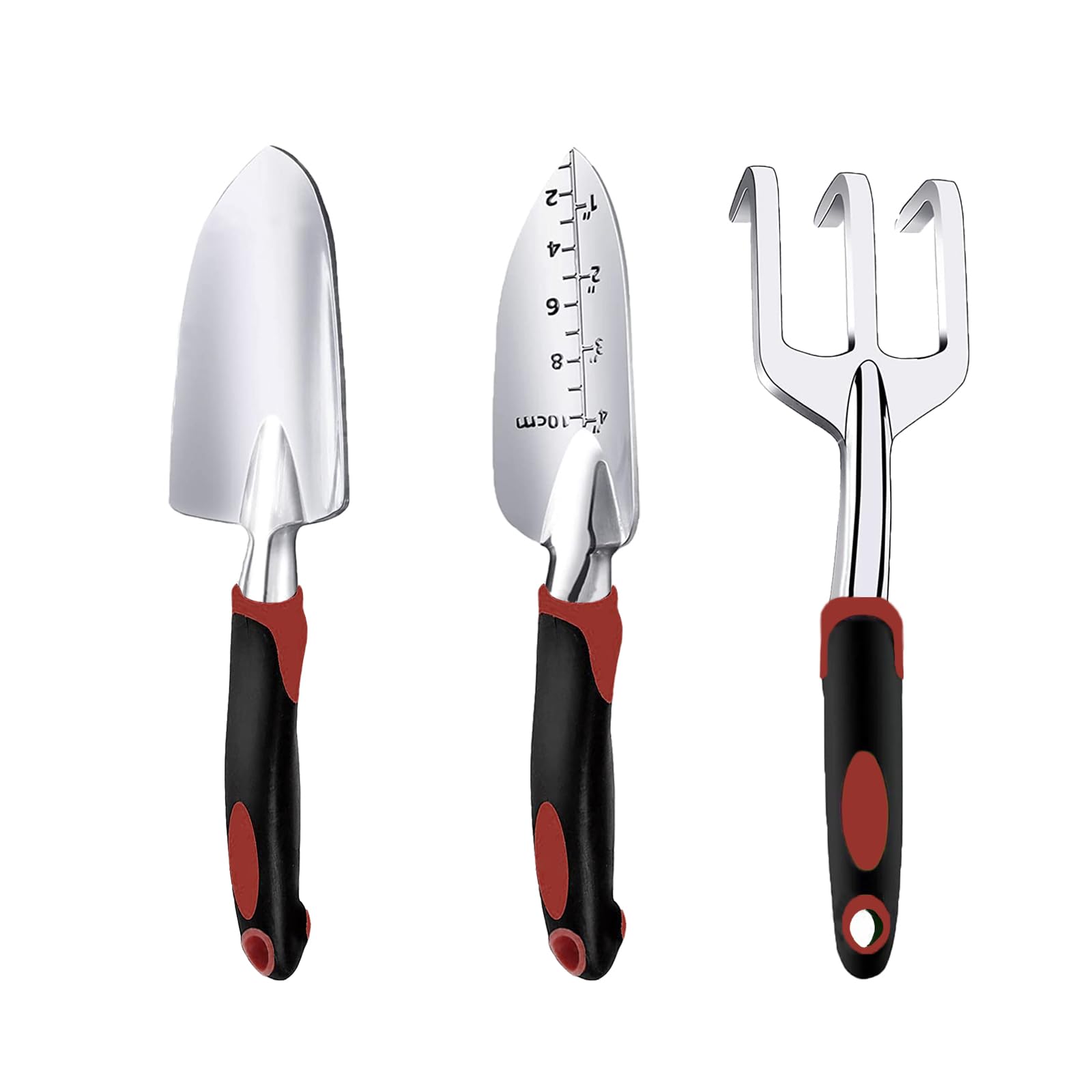 **3-Piece Heavy Duty Garden Tool Set - Stainless Steel Garden Trowel, Transplant Trowel & Hand Rake with Non-Slip Ergonomic Handle - Perfect for Planting, Weeding & Landscaping - Ideal Gardening Gifts for Women & Men**