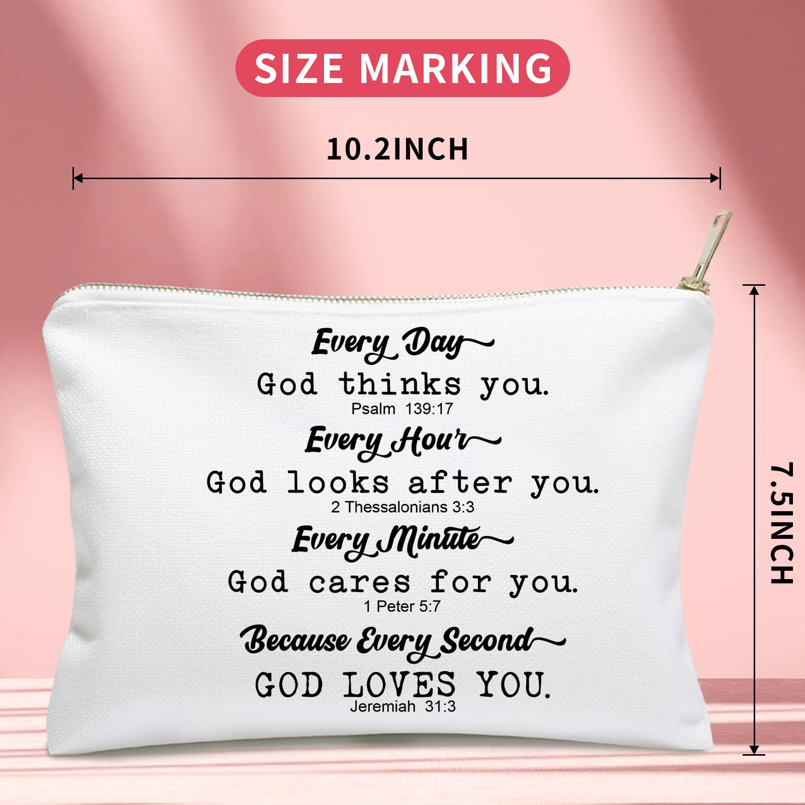 God Loves You Makeup Bag - Inspirational Bible Verse Cosmetic Pouch for Women | Christian Gifts for Friends, Encouragement & Faith-Based Affirmations | Perfect for Church, Travel & Daily Devotional Use