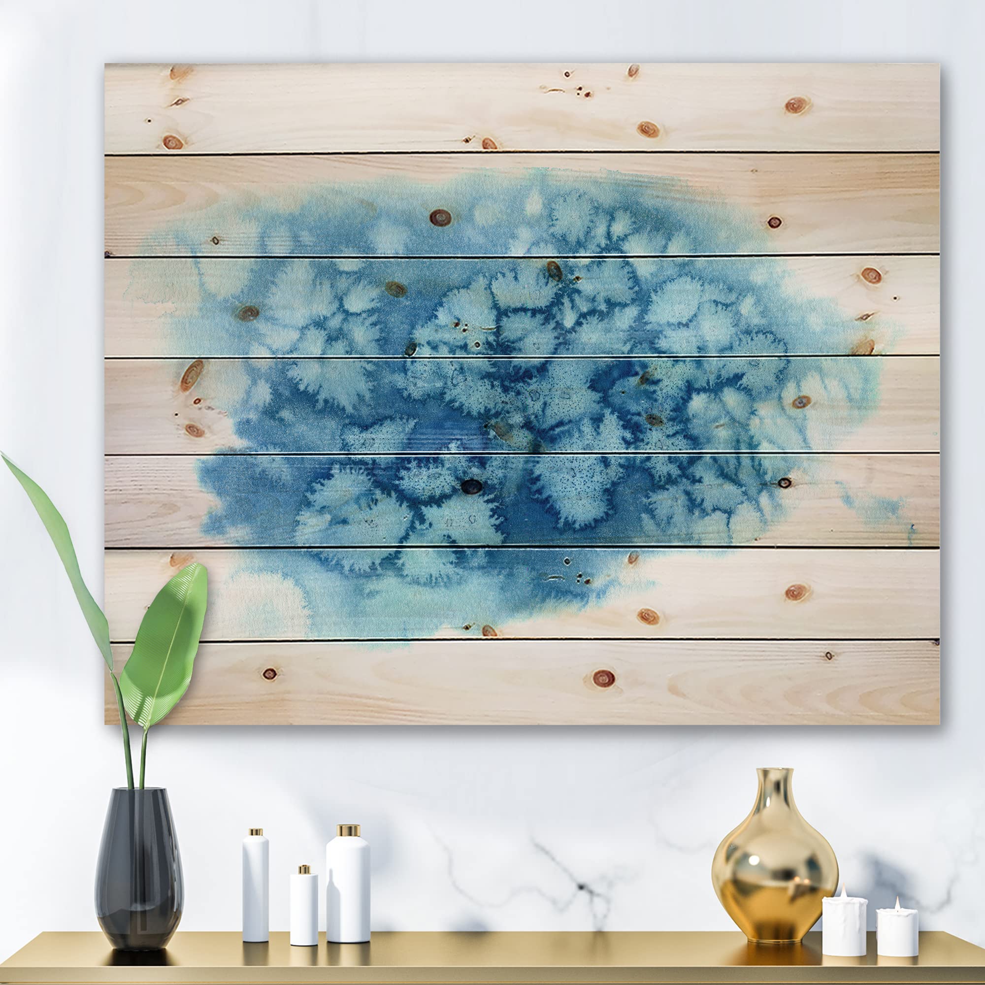Blue Turquoise Cloud Abstract Wood Wall Art - Modern & Contemporary Pine Wood Decor - Large Printed Wood Panels for Living Room, Bedroom & Office Decoration