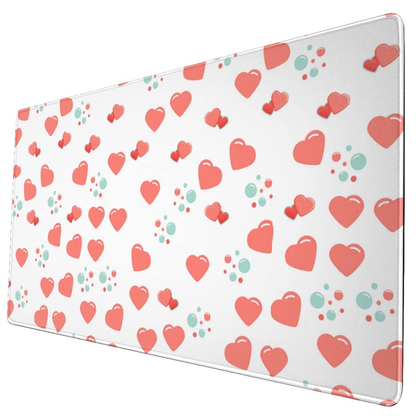 Romantic Heart-Themed Mouse Pad - Non-Slip Rubber Base, Extended Rectangle Desk Mat for Office & Gaming | Perfect for Valentine's Day Gifts, Workstations & PC Gaming Setups