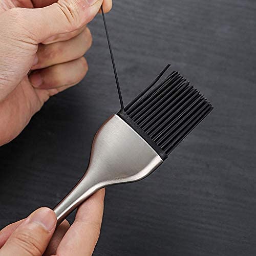 Premium Stainless Steel Basting Brush for Grilling, BBQ, Baking & Cooking - 9 Inch Heat-Resistant Pastry & Oil Brush - Dishwasher Safe Kitchen Tool for Marinating, Basting & Glazing - Perfect for Outdoor Grilling & Home Baking (Black, Pack of 1)