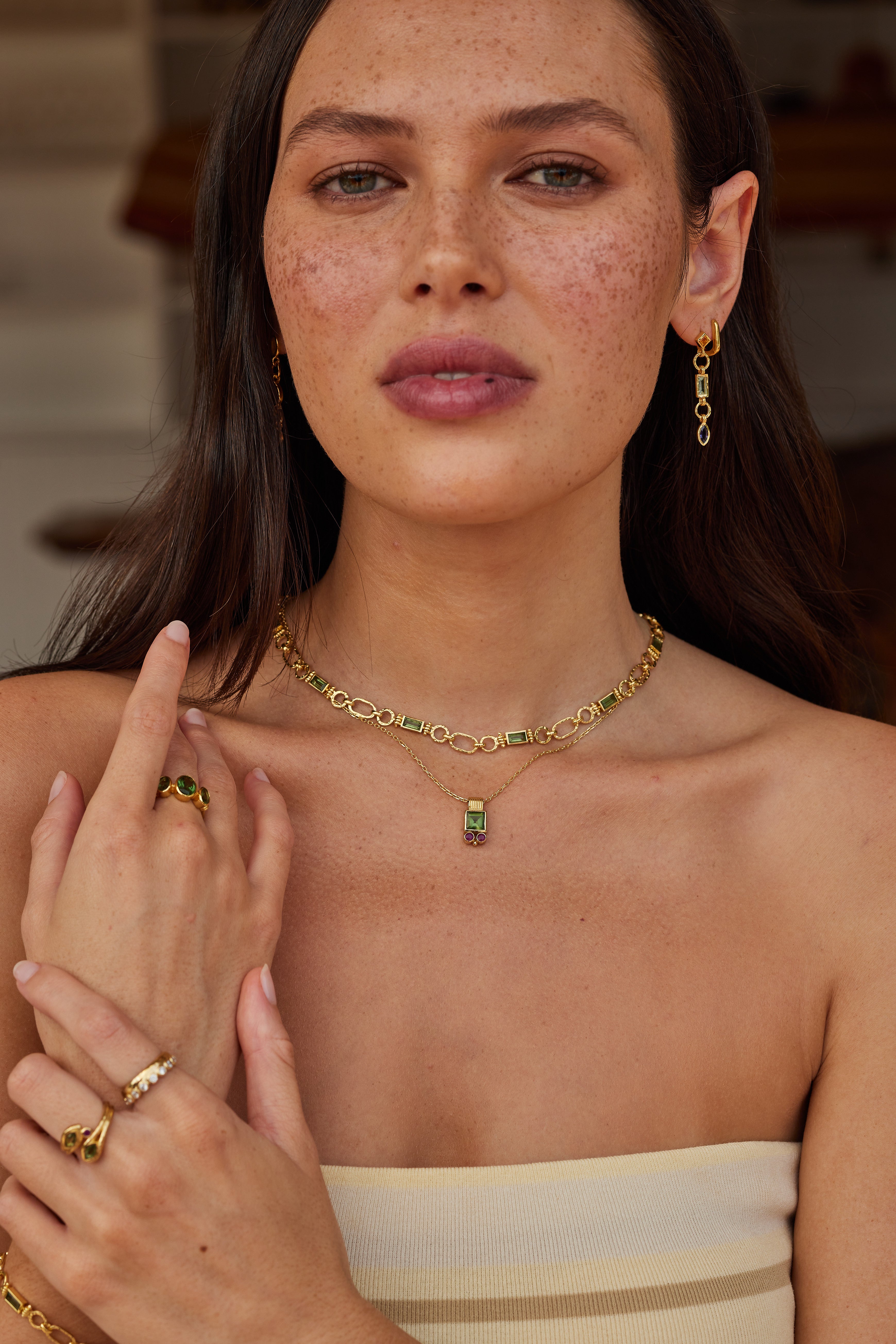 Petra Apatite Gold Necklace for Women - Elegant Blue Gemstone Jewelry Gift for Birthday, Anniversary & Special Occasions