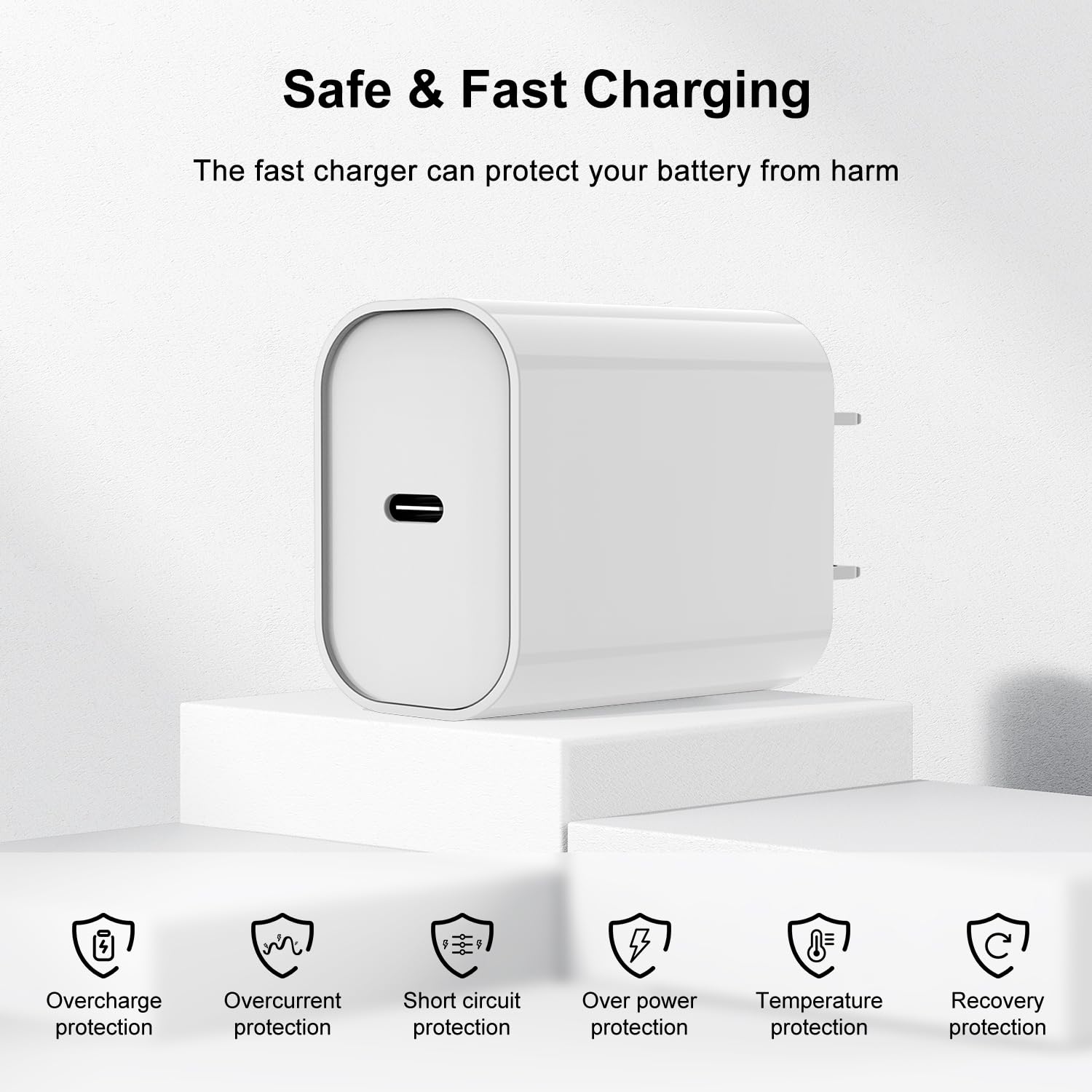 20W USB C Fast Charger with 10ft USB C to Lightning Cable - 3 Pack iPhone Charger for iPhone 14/13/12/11 Pro Max/XS - Fast Charging Block & Long Cord - Perfect for Home, Office & Travel (White)