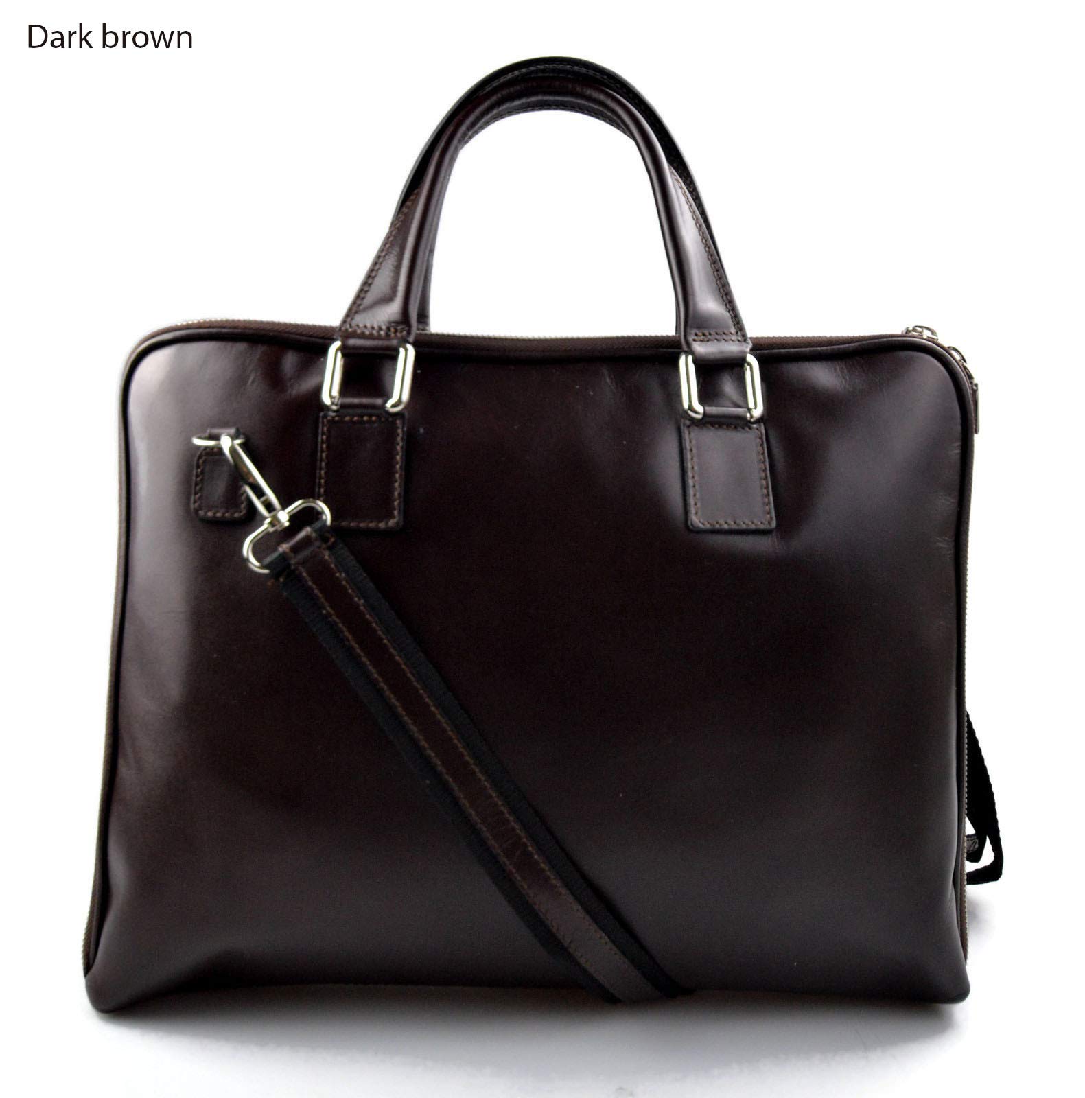 Genuine Leather Shoulder Bag for Women - Italian Made Dark Brown Messenger Purse with Adjustable Strap - Perfect for Office, Travel & Casual Use