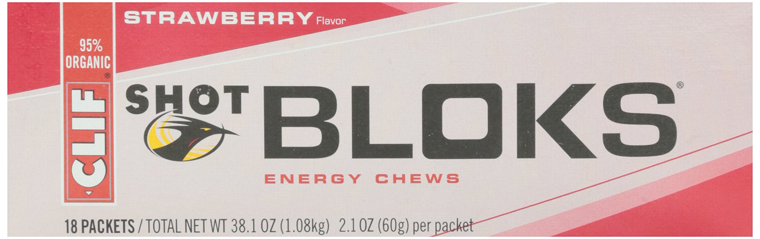 Organic CLIF SHOT BLOK Strawberry Energy Chews - 2.1oz (Pack of 1) - Electrolyte-Rich Fuel for Runners, Cyclists & Outdoor Adventures
