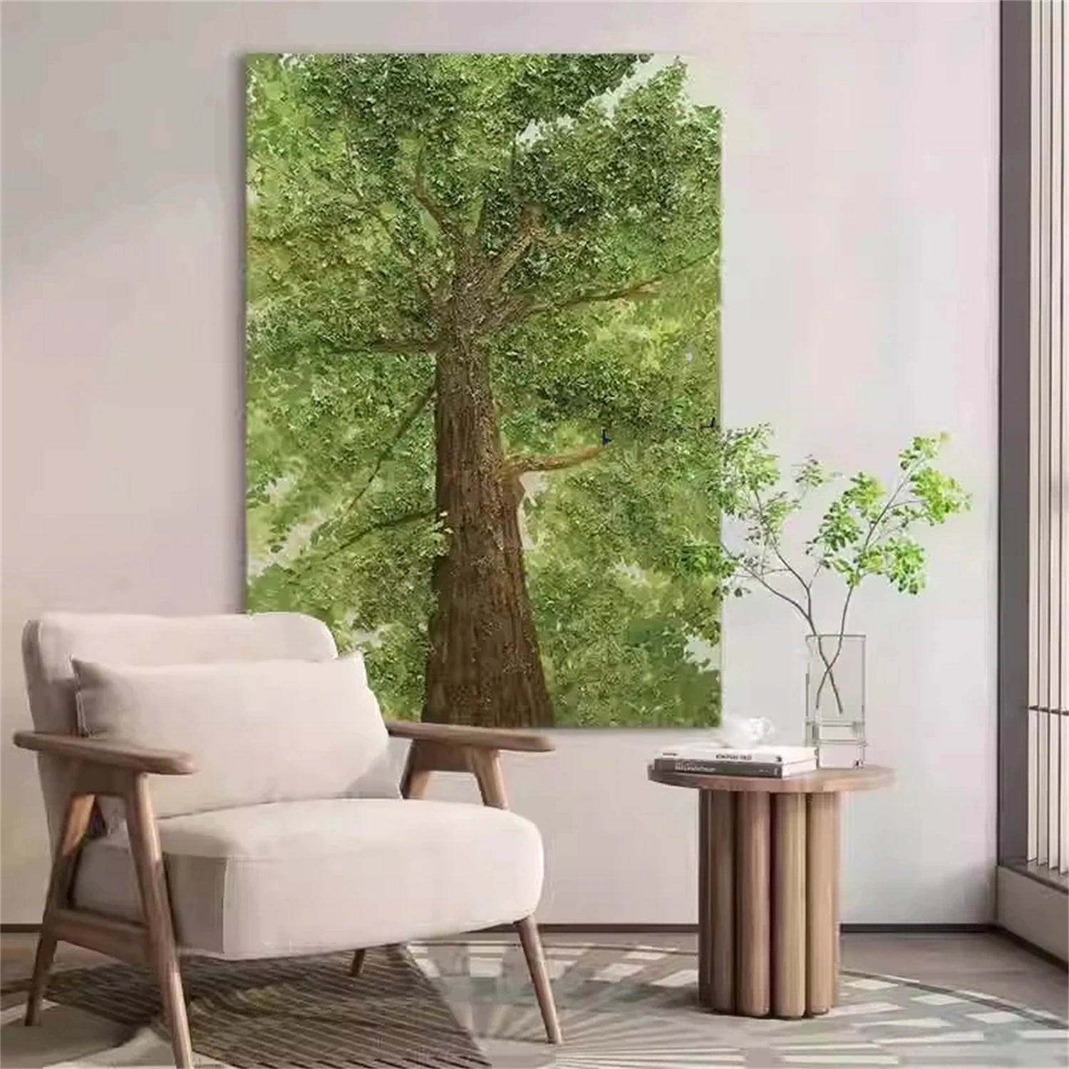 Beautiful Flower and Tree Painting #FT133 - Handmade Canvas Art for Home Decor, Living Room, Bedroom & Office Wall