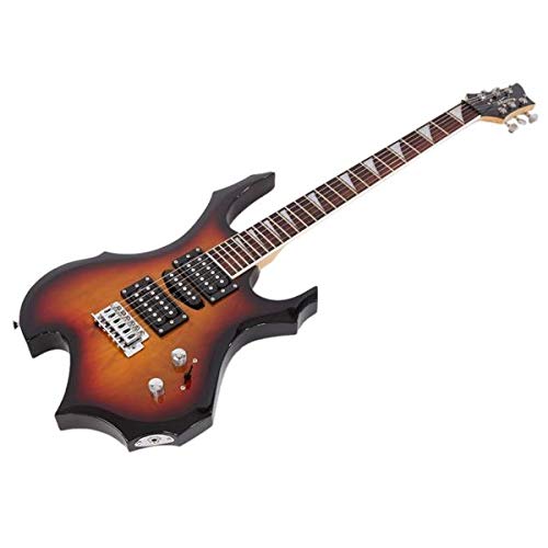Glarry Flame Electric Guitar with HSH Pickup - Sunset Color, Complete Pack with Strap, Picks, Cable & Wrench Tool | Perfect for Beginners, Live Performances & Home Practice