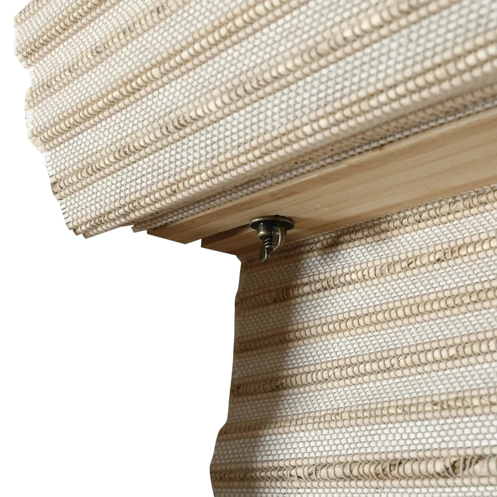 Natural Bamboo Woven Window Shade - Cream Color Eco-Friendly Roller Blind for Living Room & Bedroom Privacy & Sun Protection