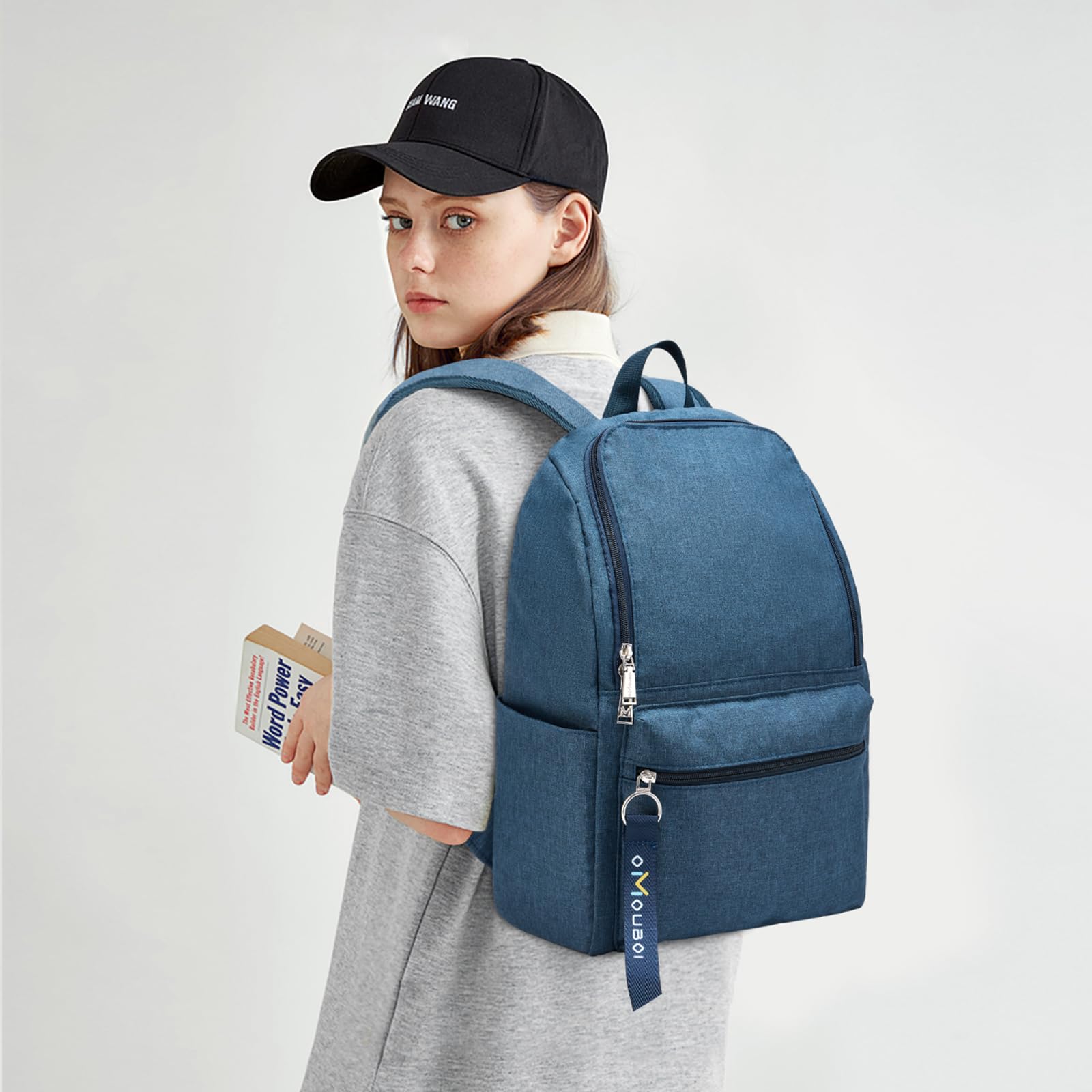 OMOUBOI Small Waterproof Backpack for Women & Men - Lightweight College Bookbag, Gym Backpack for School, Travel, Hiking | Durable & Stylish in Blue