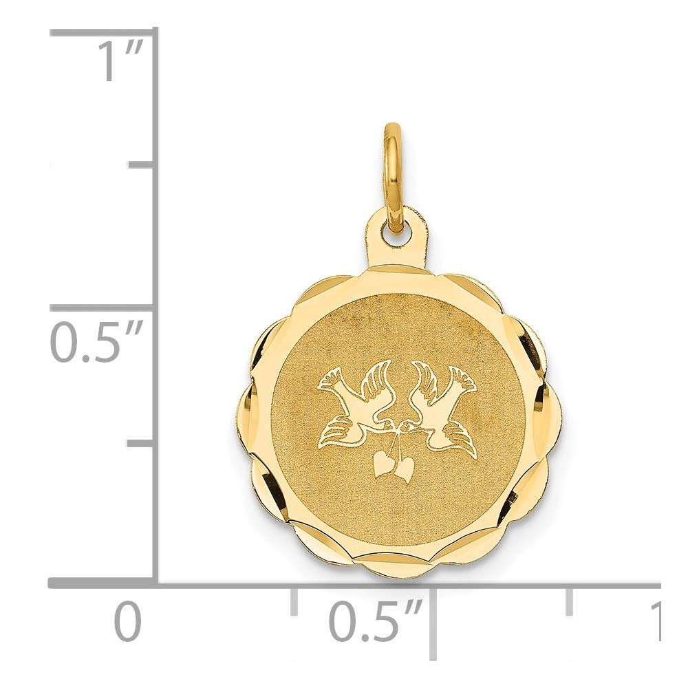The Black Bow 14k Yellow Gold Love Birds Disc Charm or Pendant, 16mm - Perfect for Anniversary Gifts and Romantic Jewelry