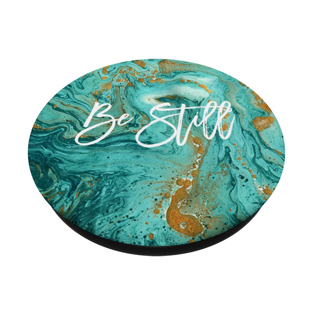 Be Still Turquoise Blue Green Abstract Watercolor Swirl PopSockets PopGrip - Swappable Phone & Tablet Stand with Grip for iPhone, Samsung, iPad | Perfect for Home, Office & Travel Use