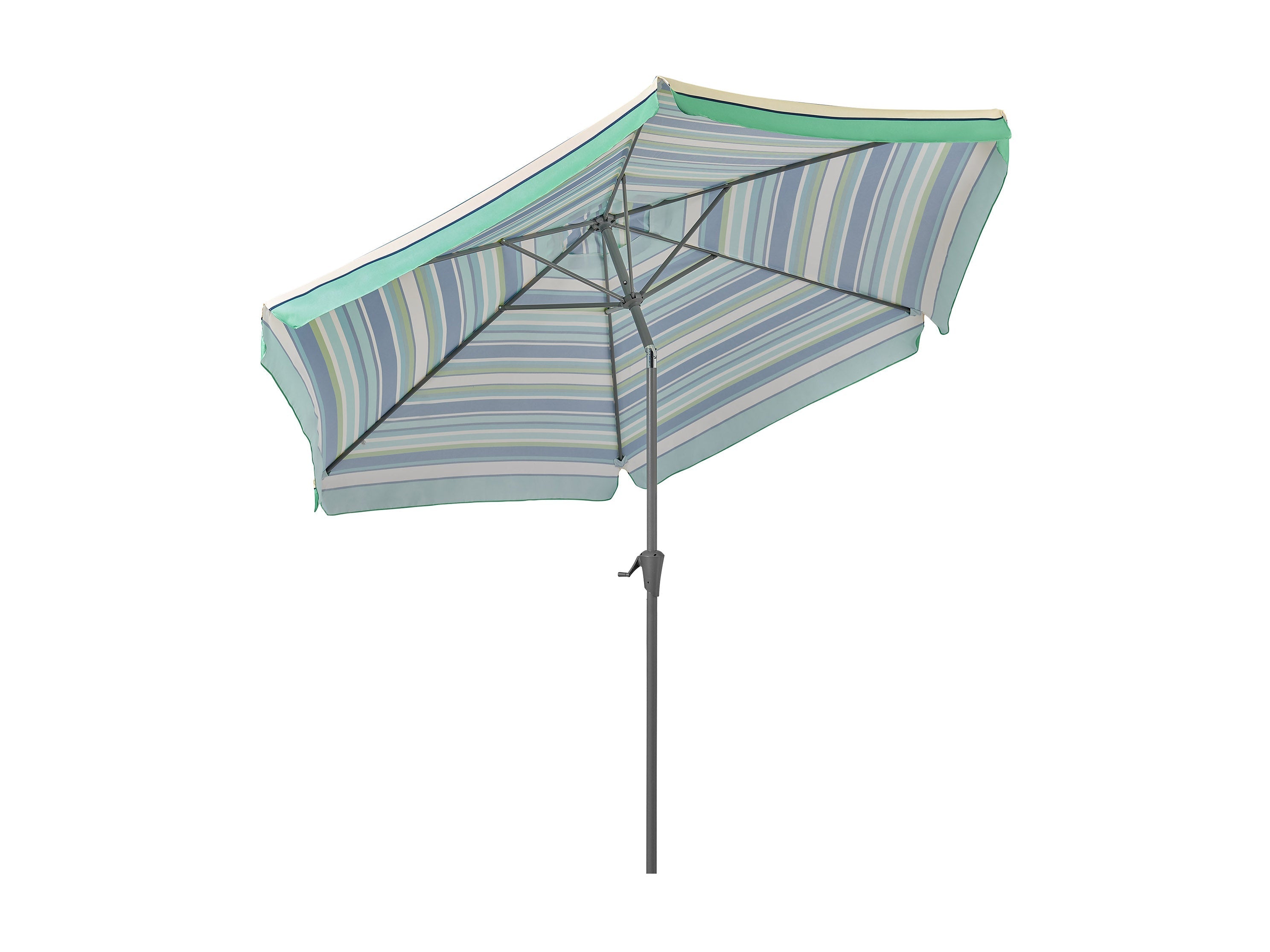 10ft Round Green and White Outdoor Patio Umbrella - Sun Shade for Garden, Poolside, and Backyard Relaxation