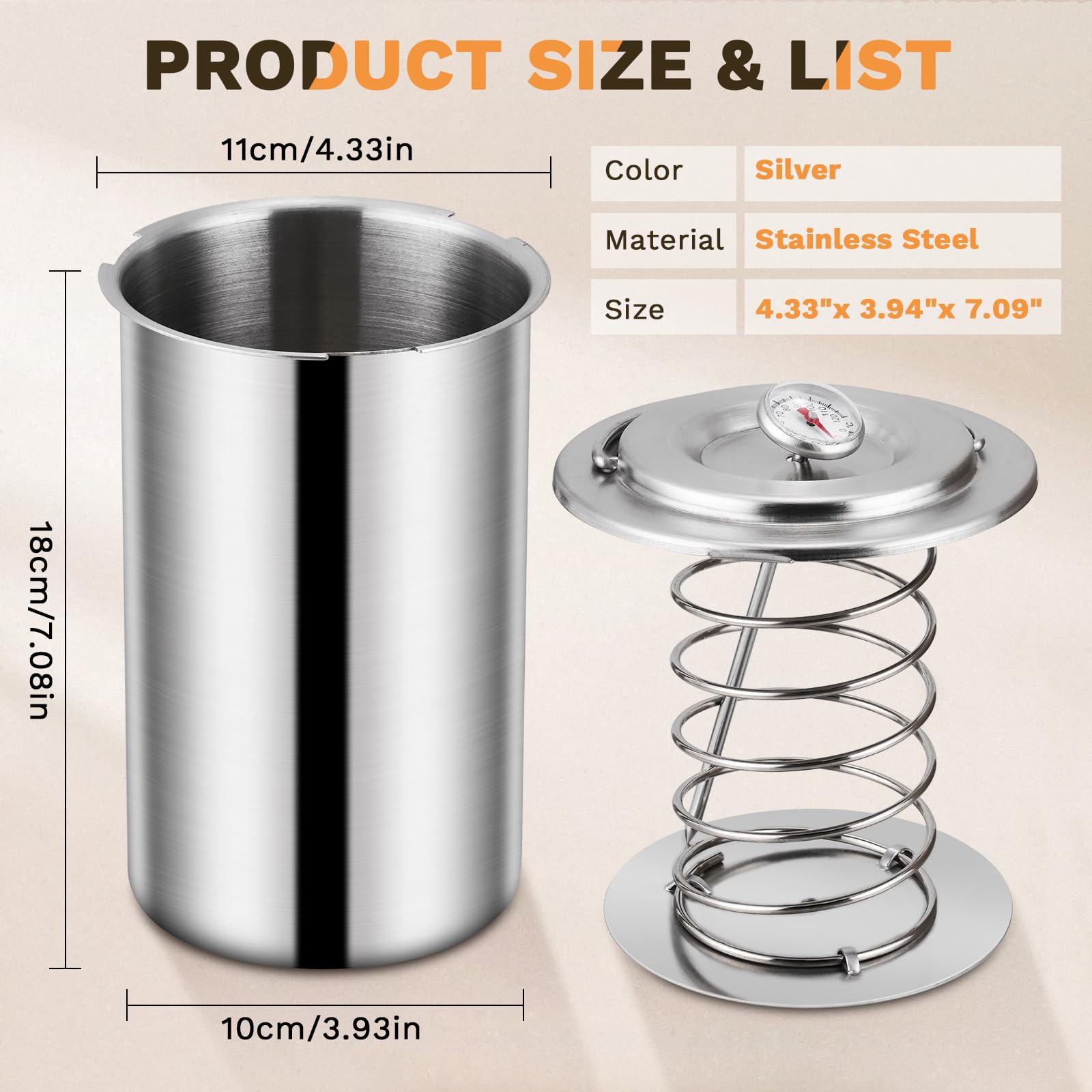 Stainless Steel Meat Press & Ham Maker with Thermometer for Homemade Deli Meat - Perfect for Sandwiches, Charcuterie Boards & Meal Prep
