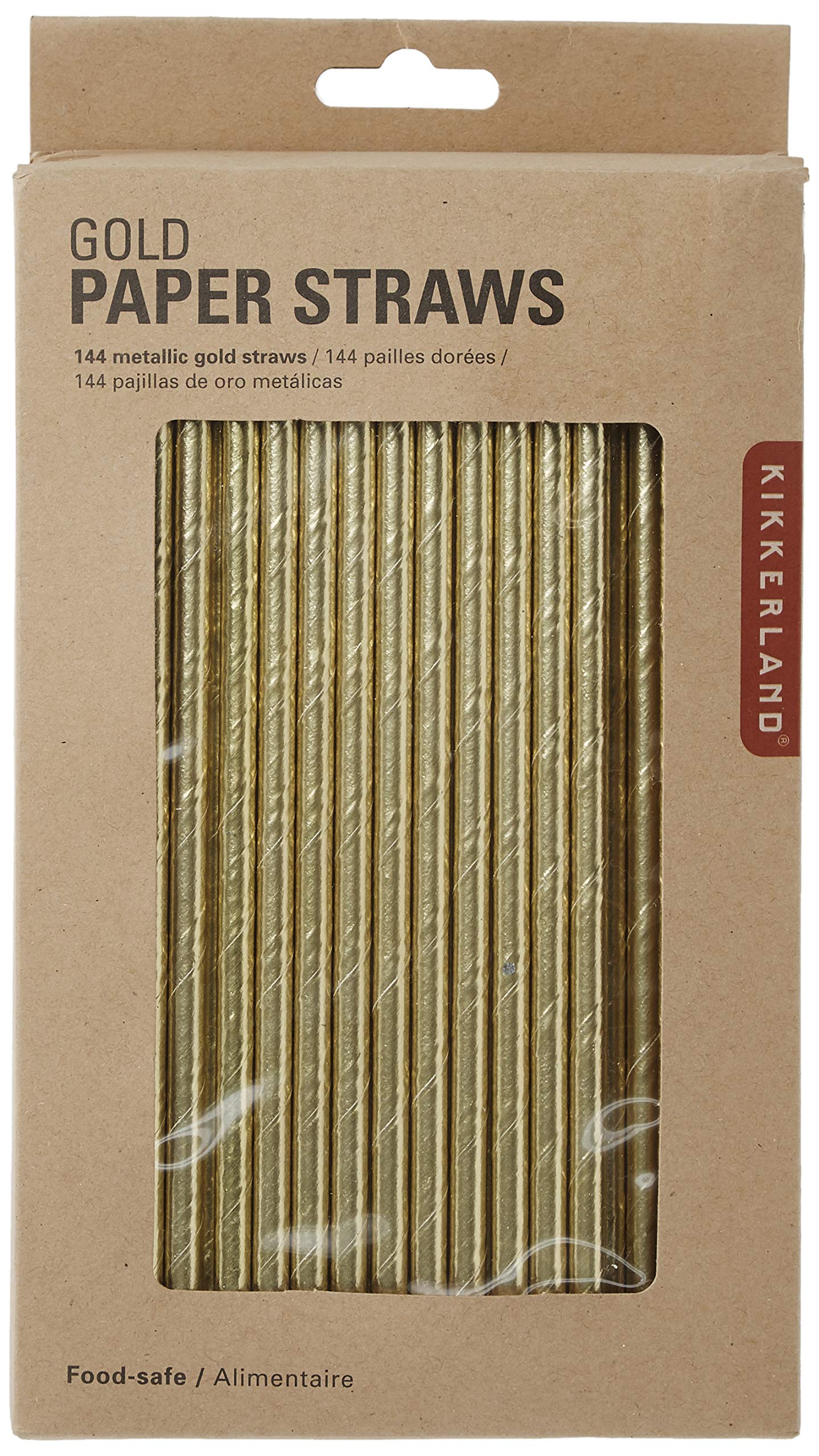 Eco-Friendly Gold Paper Straws (144-Pack) - Biodegradable & Reusable Drinking Straws for Parties, Weddings, and Home Use