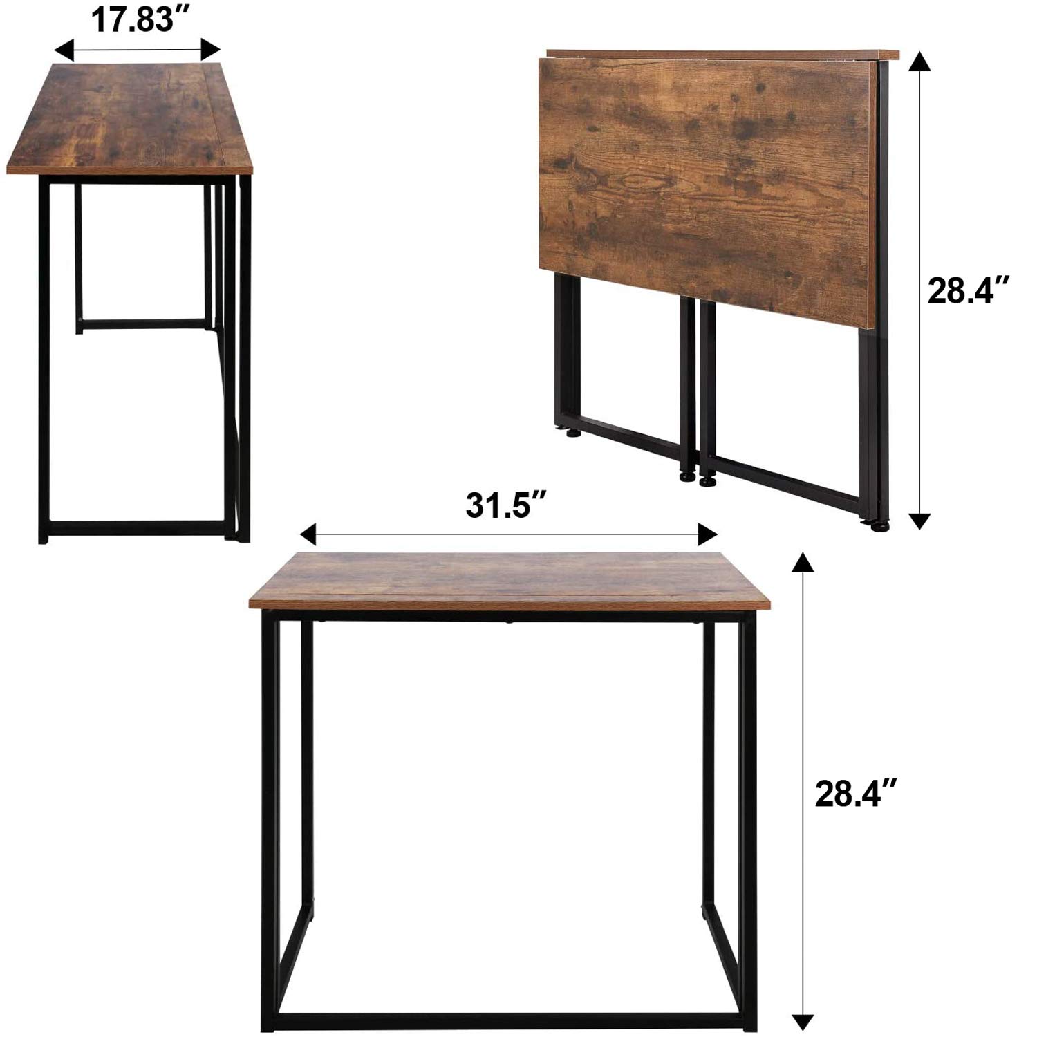 Leopard Outdoor Folding Computer Desk - Space-Saving Home Office Desk, Compact Foldable Laptop Table, Rustic Brown Writing Desk for Small Spaces, Ideal for Study, Reading, and Remote Work
