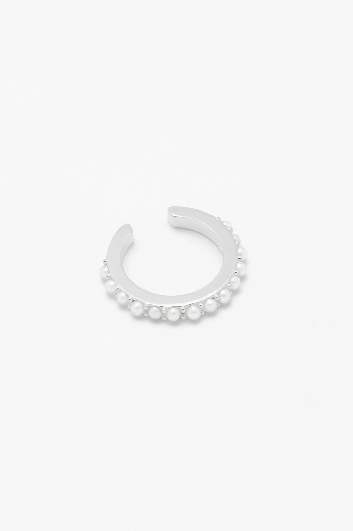 Silver Plated Pearl Ear Cuff EBE5161S - Elegant Non-Piercing Ear Jewelry for Women, Perfect for Parties, Weddings & Everyday Wear