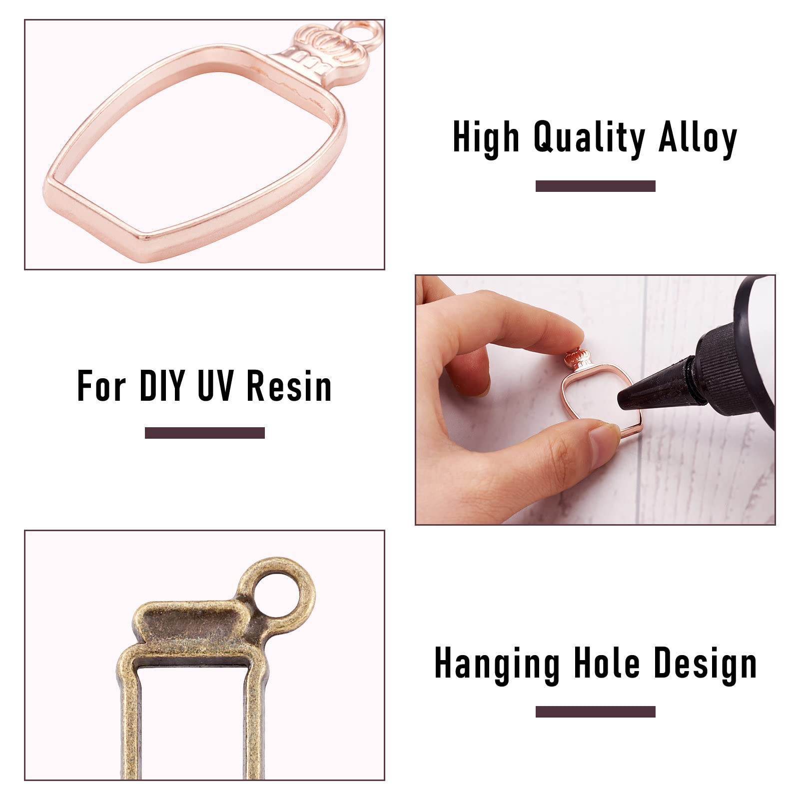 FASHEWELRY Alloy Open Back Bezel Pendants - Elegant Jewelry for Necklaces, DIY Crafts & Gift Giving - Perfect for Weddings, Parties & Everyday Wear
