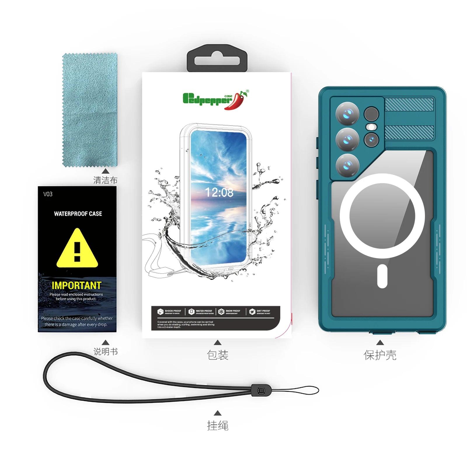 Samsung Galaxy S24 IP68 Waterproof Case - Shockproof, Dustproof, Military-Grade Protection for Outdoor, Swimming, and Extreme Sports