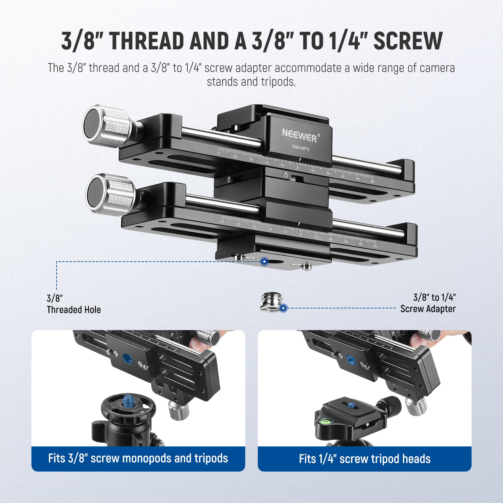 NEEWER GM MP3 4-Axis Macro Focusing Rail Slider for DSLR Camera - Precision Macro Photography & Product Shooting Accessory (Perfect for Jewelry, Watches, Coins & Small Object Photography)