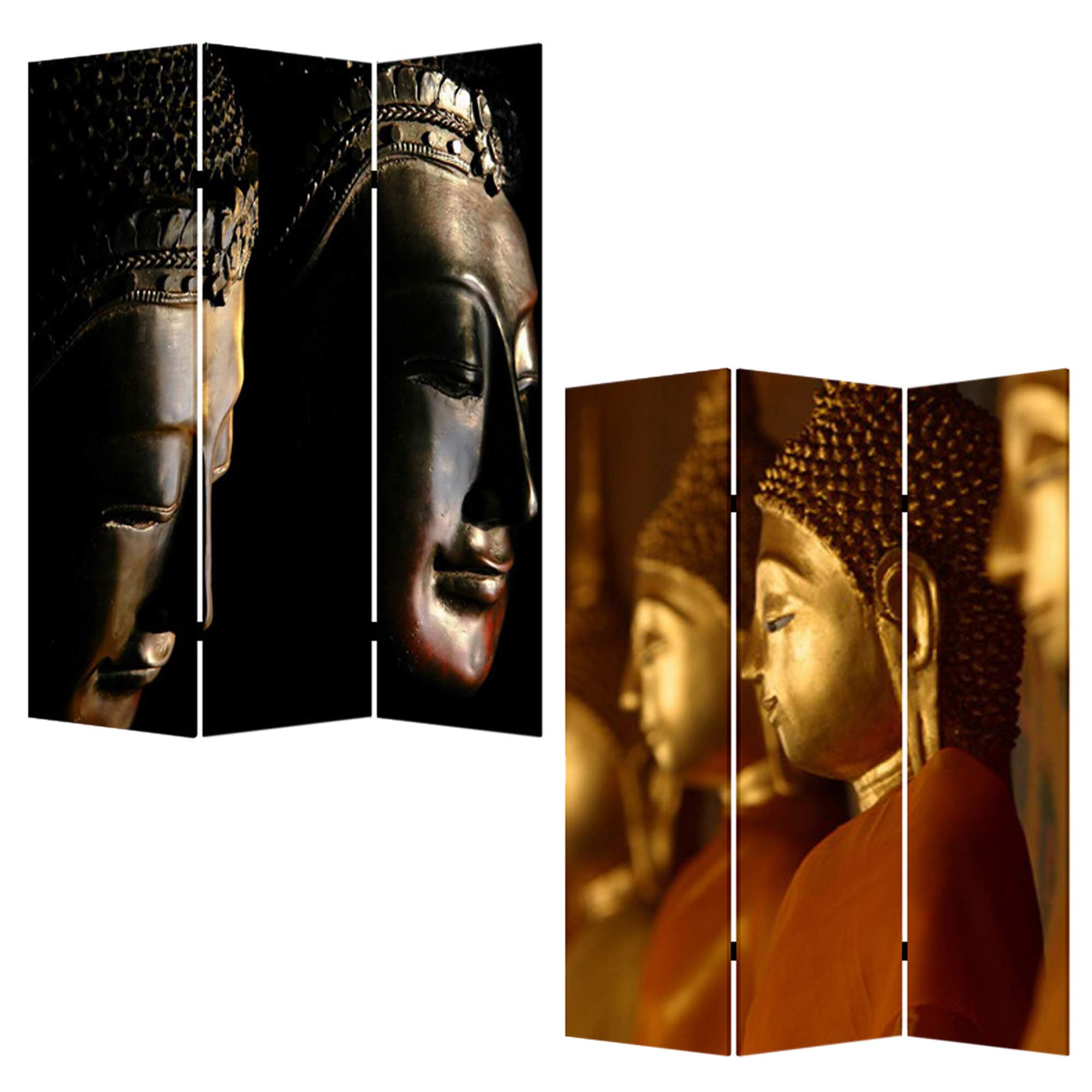 Stylish Buddha Room Divider Screen - Handcrafted Asian Inspired Room Partition for Home Decor, Meditation Space & Office Privacy | 6-Panel Folding Divider with Spiritual Design