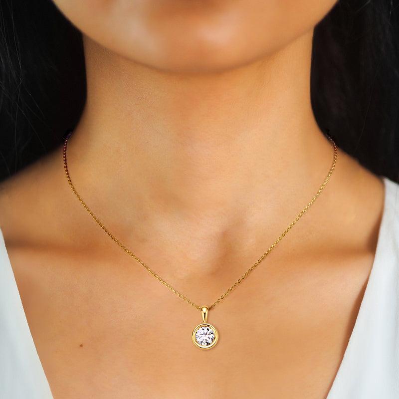Sparkling Moissanite Bezel Pendant Necklace for Women - Elegant 925 Sterling Silver Jewelry Gift for Anniversary, Valentine's Day & Special Occasions