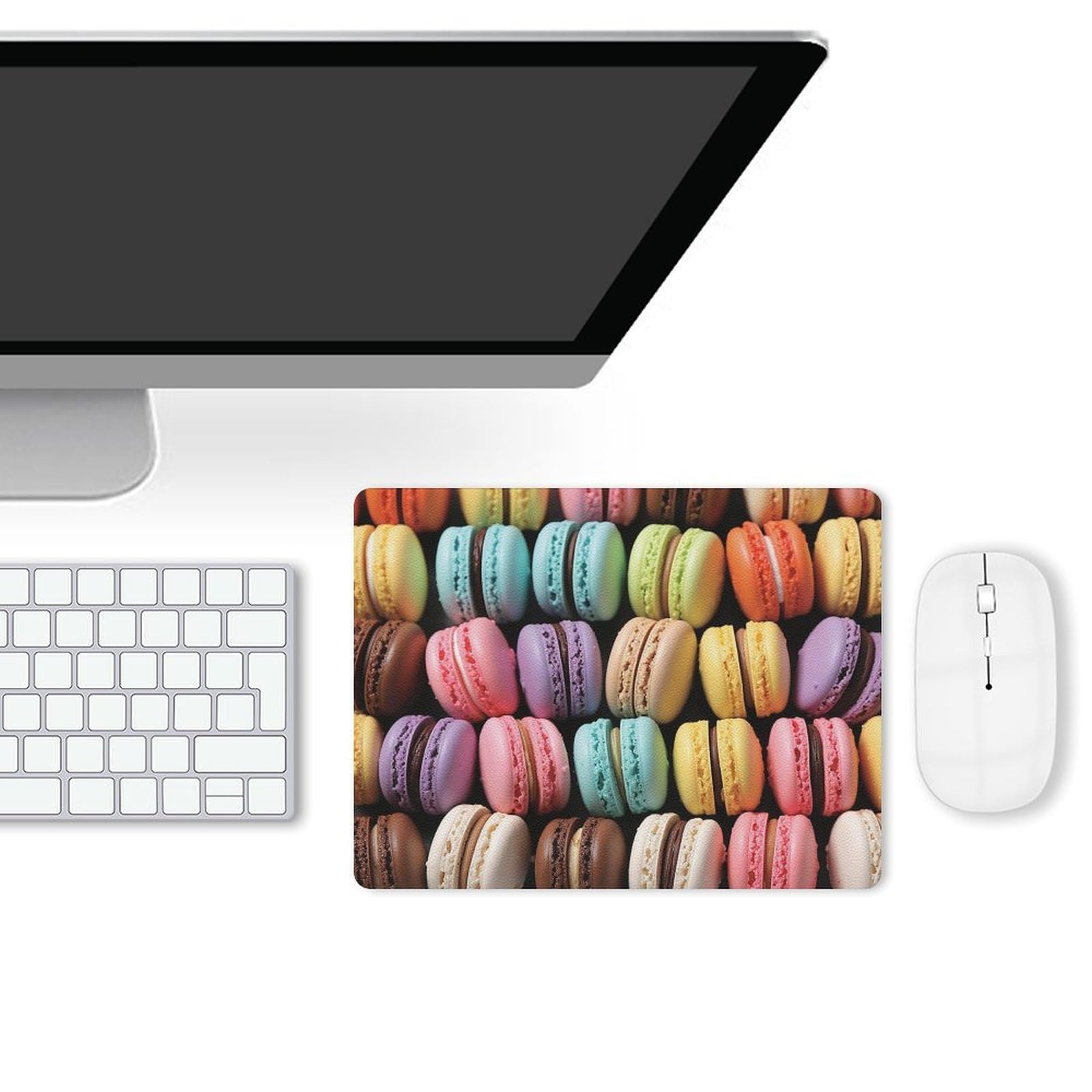 Personalized Macaron Biscuit Leather Mouse Pad - Non-Slip Gaming & Office Desk Mat for Computers, Laptops - Perfect for Home, Work & Gaming Setup
