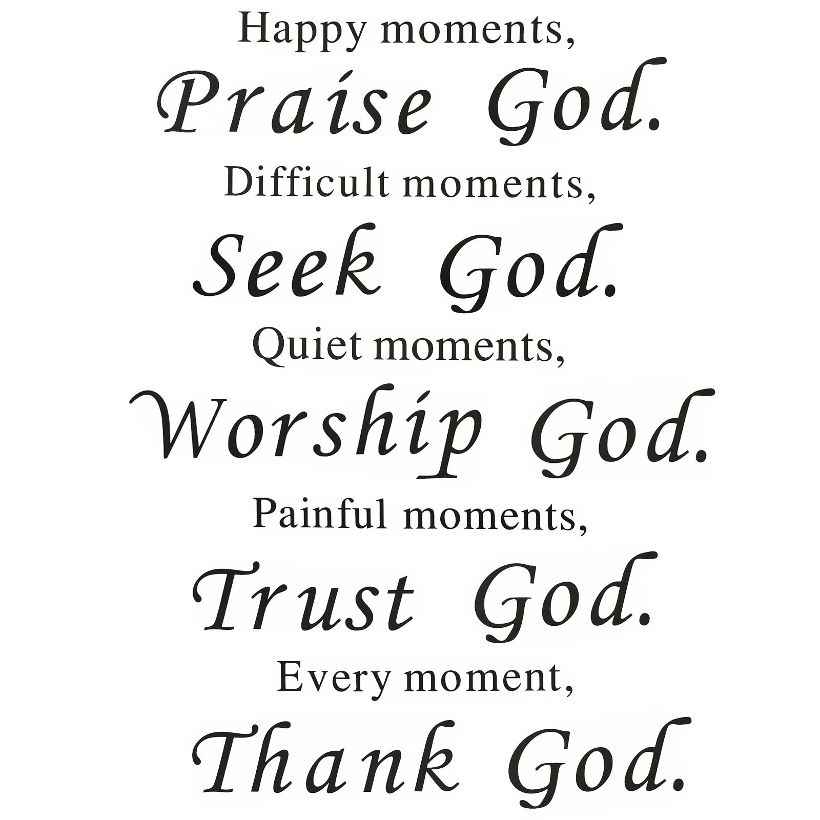 Maydahui Bible Verse Wall Decals - 17x23 Inch Scripture Wall Stickers for Home, Office & Living Room Decor - Praise God in Happy Times, Seek God in Difficult Times - Perfect for Christian Home Decor, Prayer Rooms & Gift Ideas