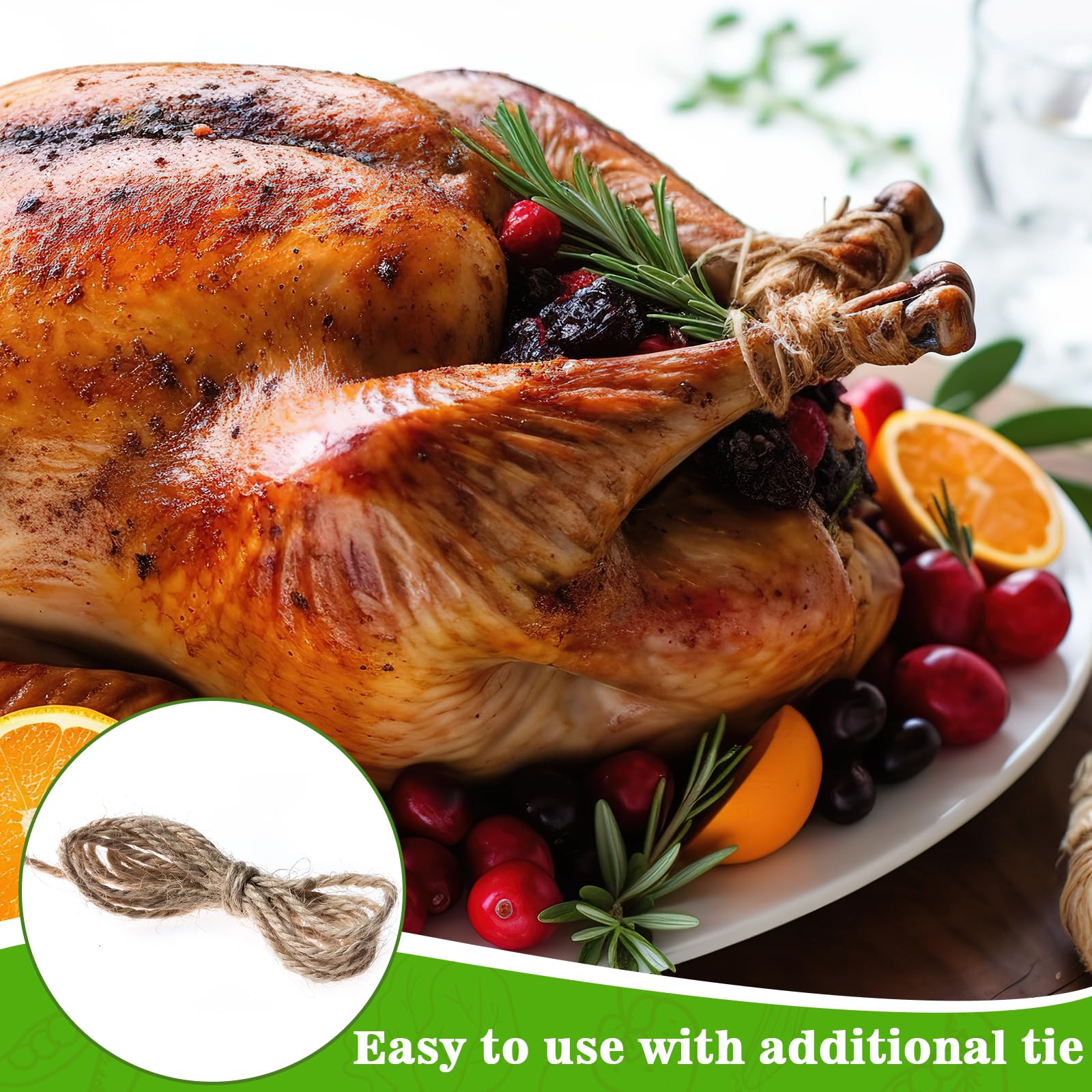 2PCS Reusable Cheese Cloths for Turkey Cooking - Premium Cotton Turkey Bags with Kitchen Twine for Oven, Air Fryer & Roasting | Thanksgiving Day Turkey Cooking Accessories for Juicy, Flavorful Results