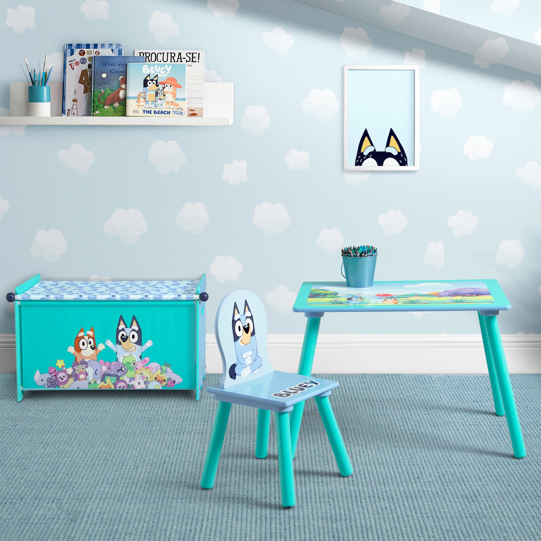 Bluey 3-Piece Toddler Playroom Set - Kids Play Tent, Play Mat & Storage Organizer for Fun Indoor Activities & Playroom Decor