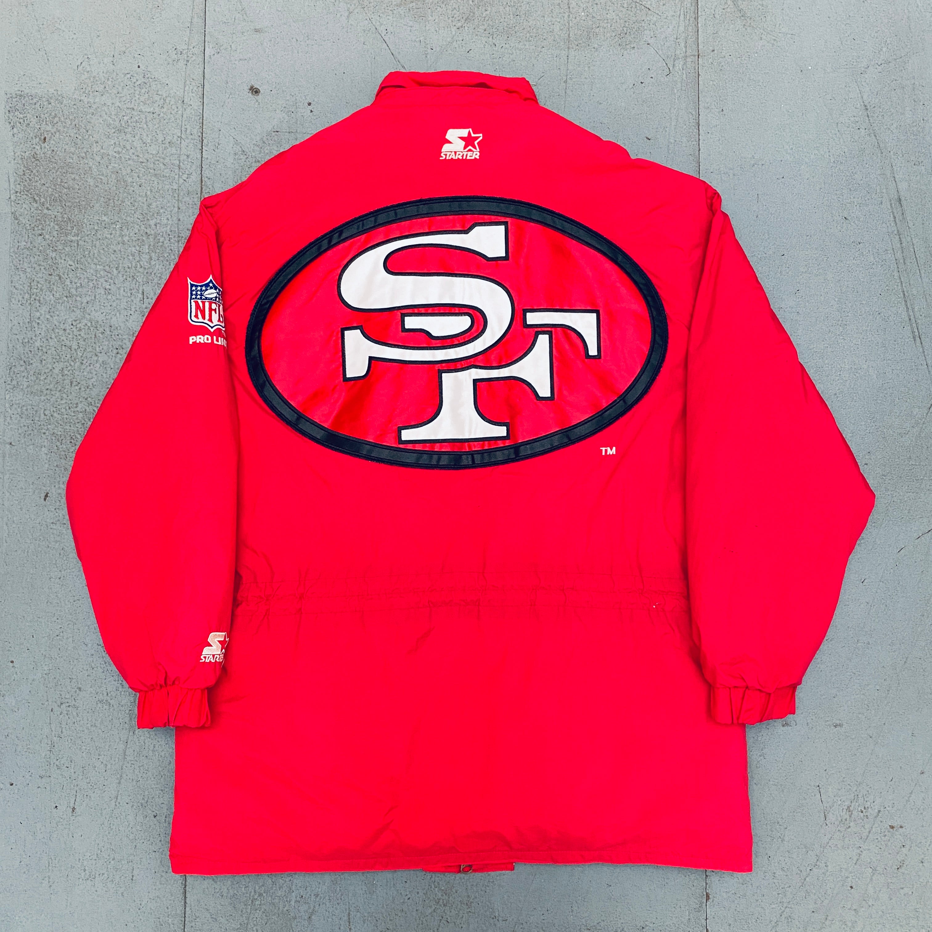 1990s San Francisco 49ers NFL Vintage Full-Zip Starter Trench Coat with Large Logo - Size Large | Perfect for Football Games, Tailgating & 90s Retro Fashion