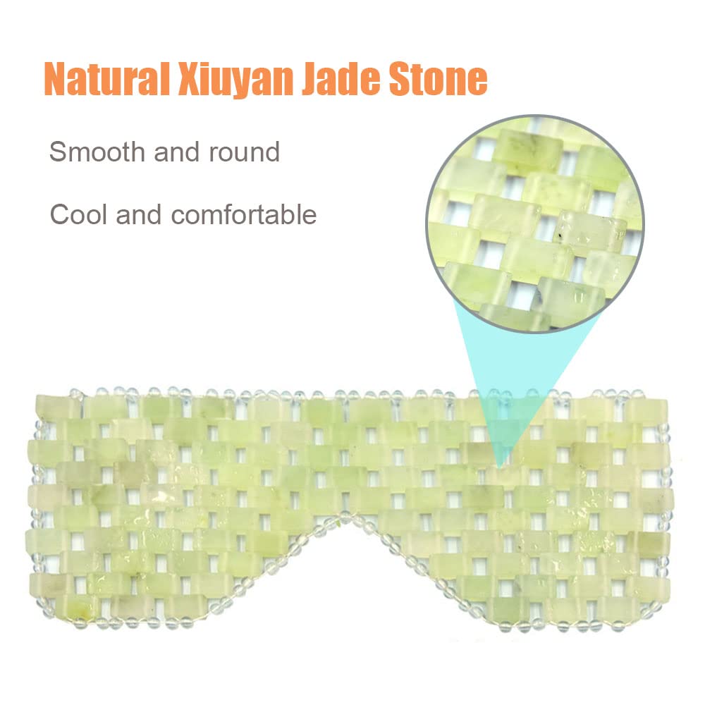 Natural Jade Eye Mask for Sleep & Relaxation - Cold Therapy Eye Mask to Relieve Fatigue, Reduce Puffiness & Dark Circles - Perfect for Spa, Travel & Home Use - Stone Eye Massager for Beauty & Wellness