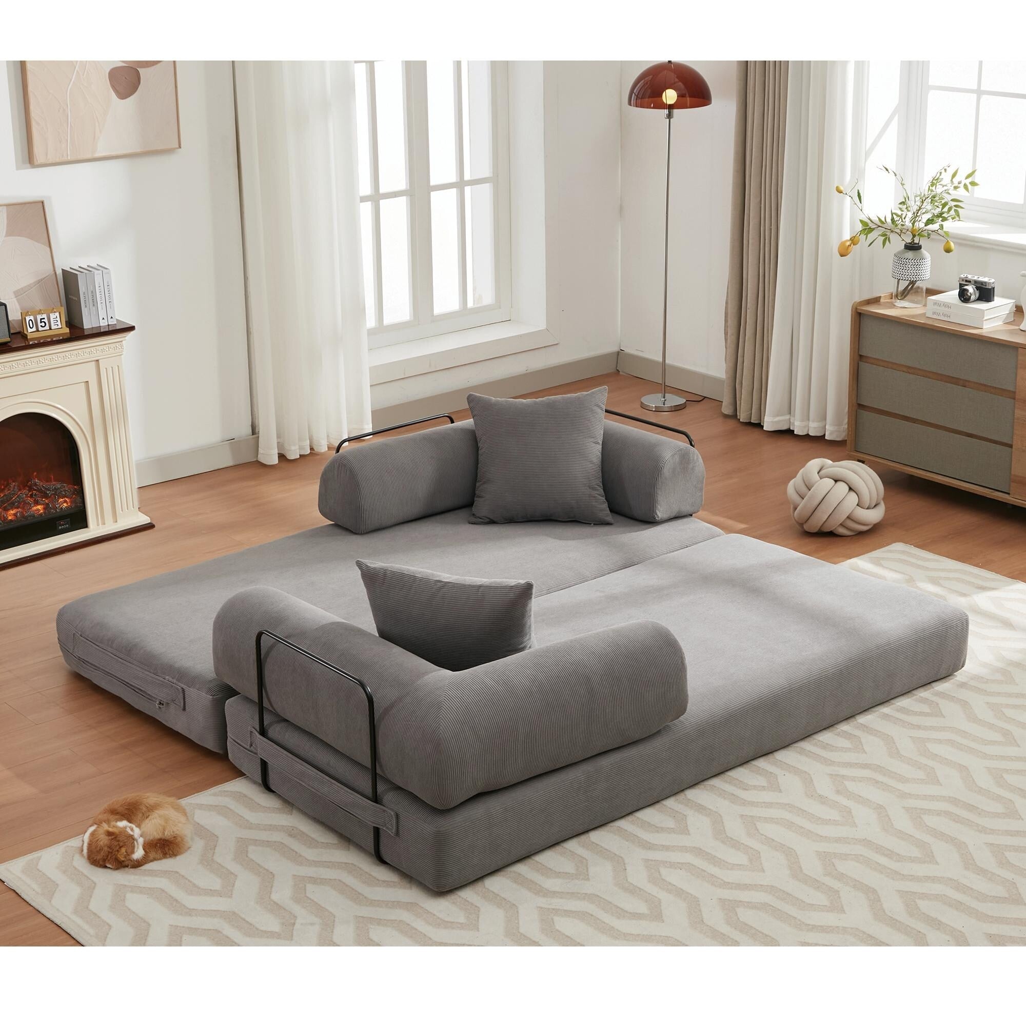 3-Seat Folding Sofa Bed - King Size Convertible Sleeper with High-Density Foam & Non-Slip Pad - Perfect for Small Spaces, Guest Rooms & Apartments