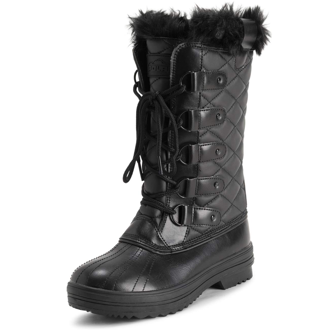 Polar Women's Waterproof Nylon Tall Winter Snow Boots - Warm Insulated Slip-Resistant for Cold Weather, Hiking & Snow Activities