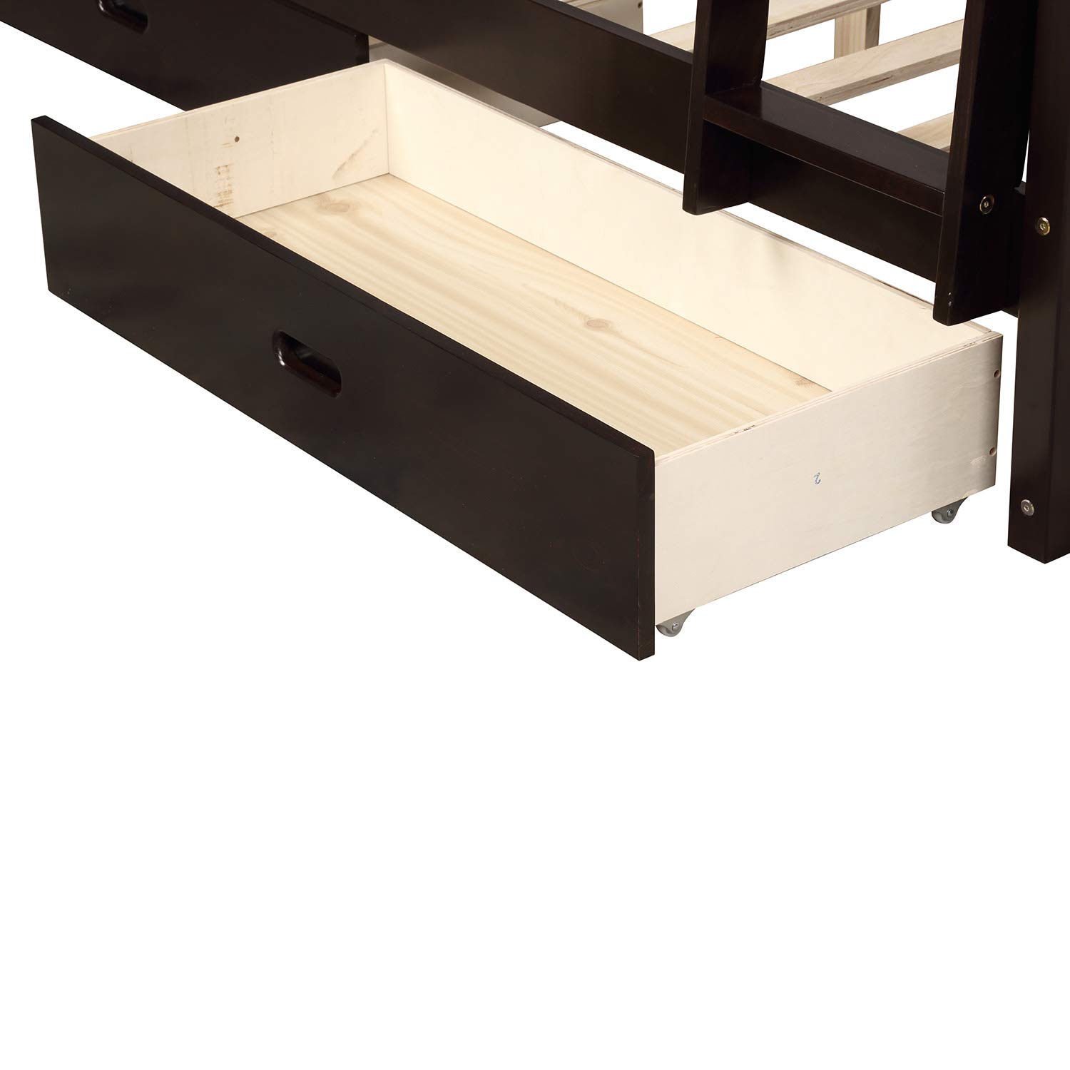 SOFTSEA Twin Over Full Bunk Bed with Ladder & 2 Storage Drawers - Sturdy Wooden Loft Bed Frame for Kids & Teens - Space-Saving Bedroom Furniture (Espresso) - Perfect for Small Rooms, Shared Kids' Bedrooms & Sleepovers