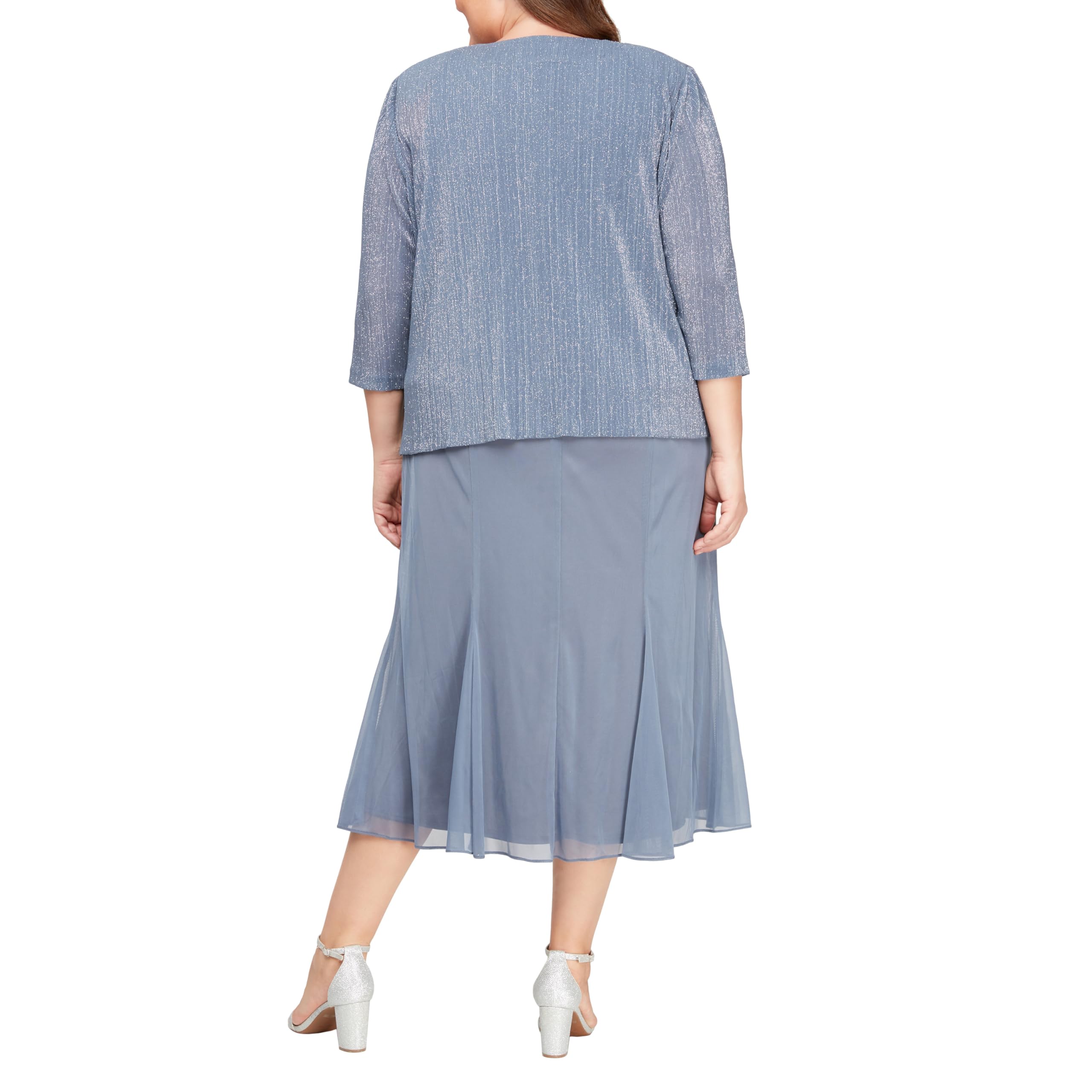 Alex Evenings Women's Plus Size Tea-Length Mother of The Bride Jacket Dress for Weddings, Formal Events & Special Occasions - Elegant Wedding Guest Outfit for Bridal Parties, Receptions & Evening Galas