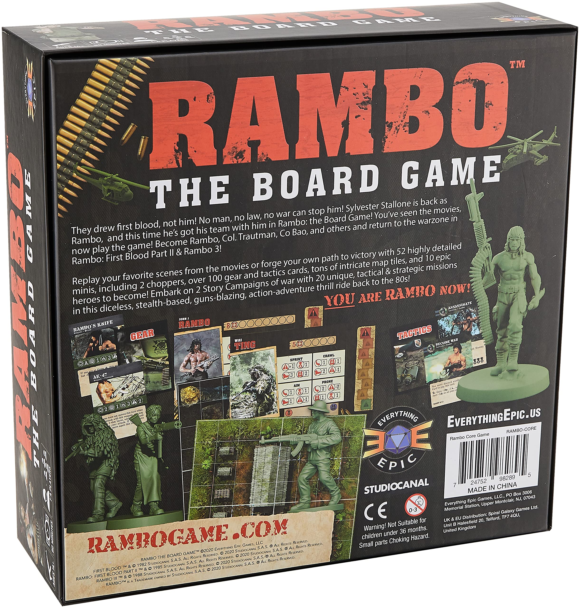 Rambo The Board Game - Strategy War Game for Adults & Teens - Black (EEG-RAMBOCORE) - Perfect for Game Nights & Military Theme Parties
