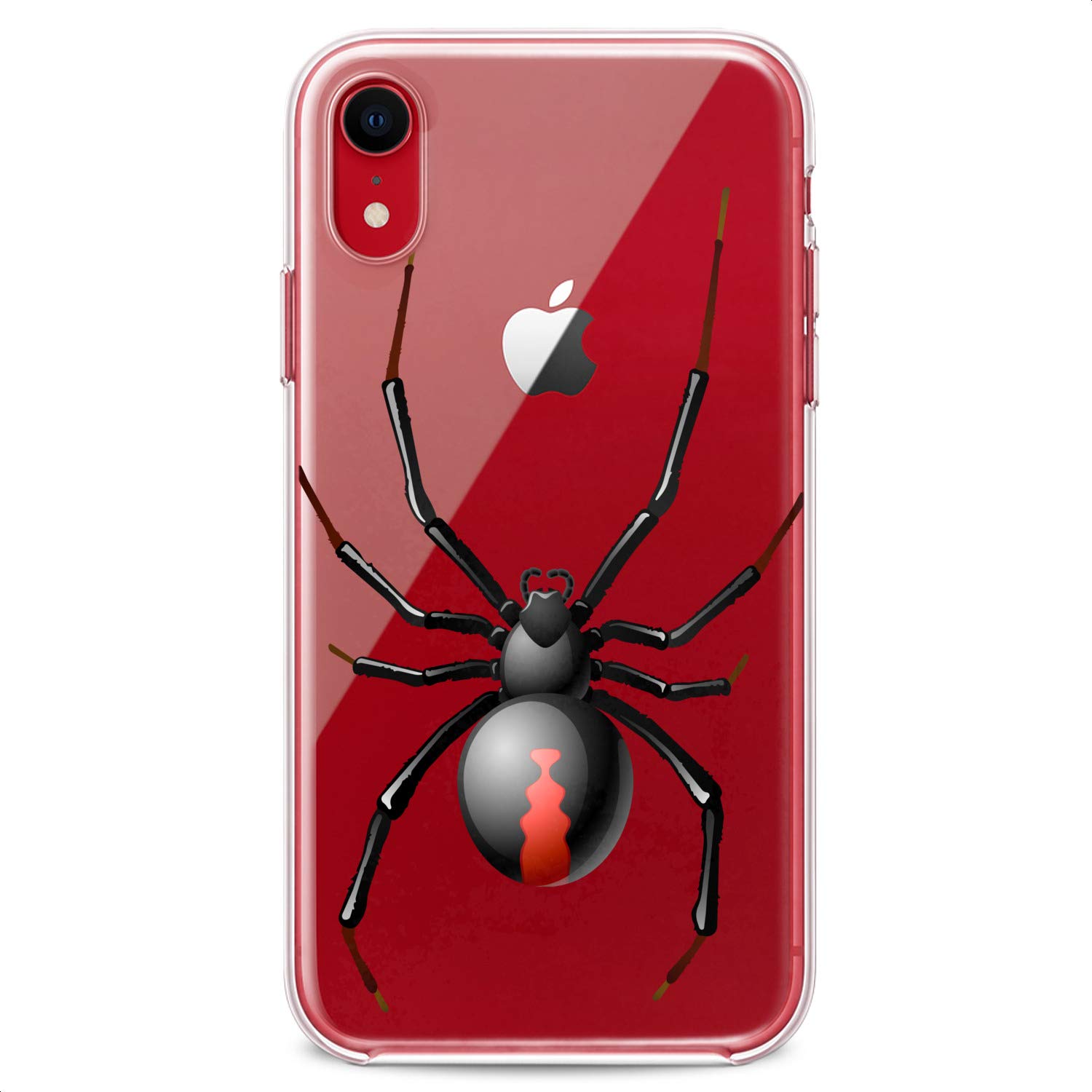 Spider-Man TPU Phone Case for iPhone 16/15/14/13/12/11 Pro Max/Plus/Mini/XS/XR/X/8+/7/6/5/SE - Black Widow Design Slim Flexible Silicone Cover with Horror Fear Print - Perfect for Halloween, Cosplay & Superhero Fans
