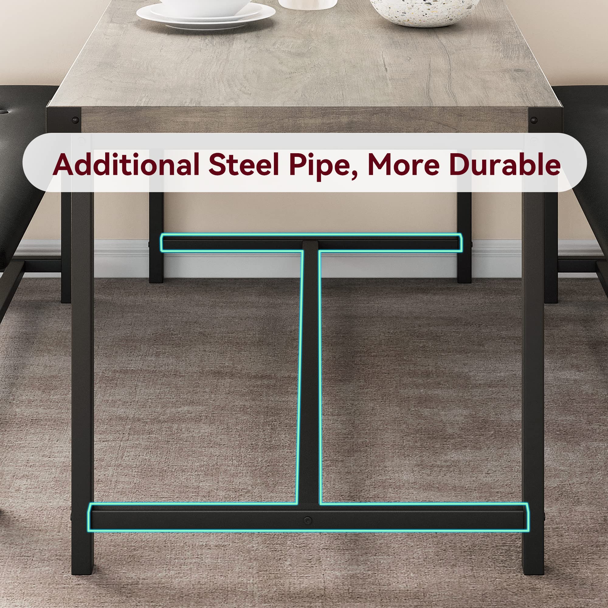 3-Piece Retro Gray Kitchen Table Set with 2 Upholstered Benches - Space-Saving Dining Table for 4, Perfect for Small Apartments, Studios & Compact Spaces | Ideal for Family Meals, Entertaining Guests & Cozy Dining