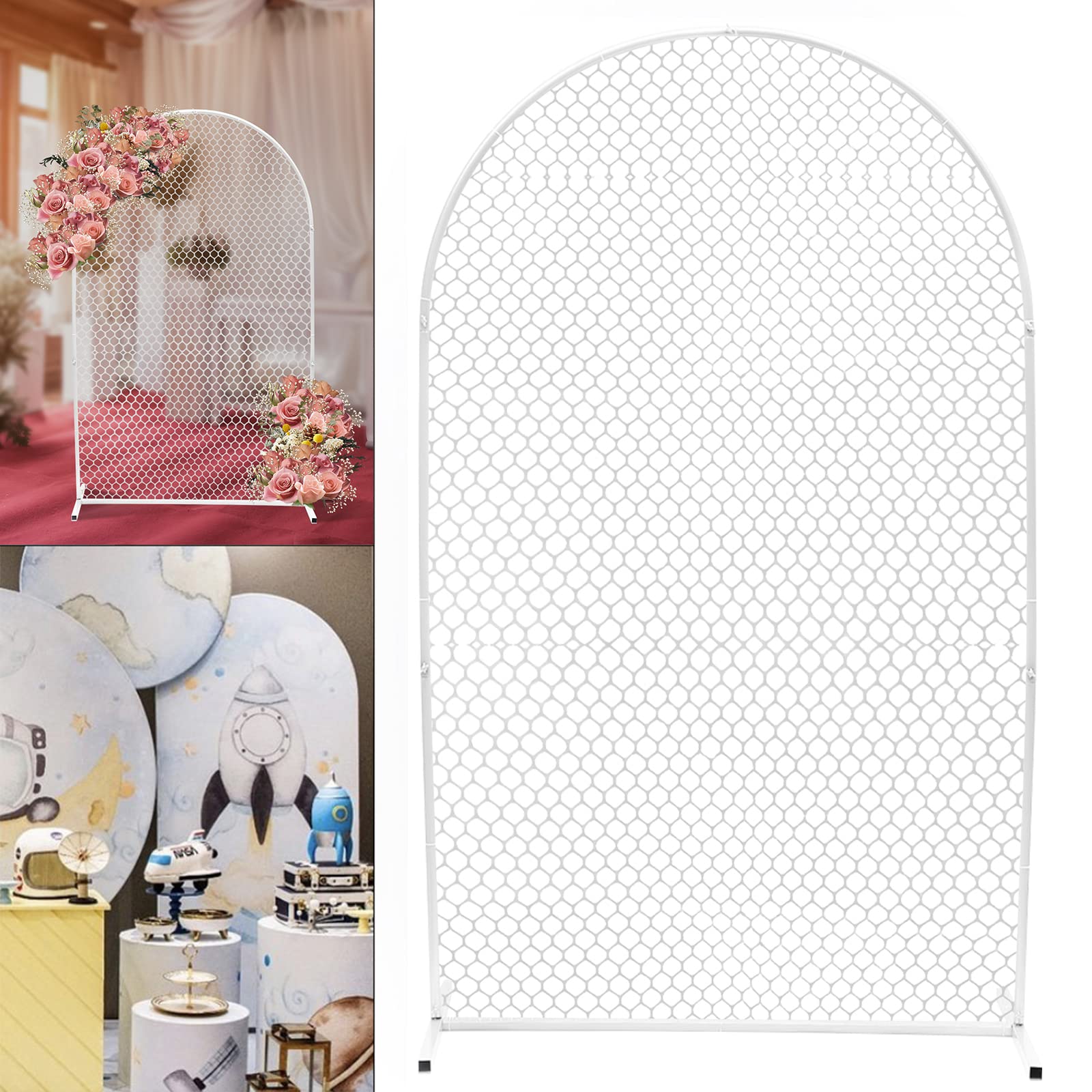 2M×1.2M White Wedding Arch Backdrop Stand with Metal Frame & Bases - Photo Booth Background for Wedding Ceremony, Reception, Birthday Party - Perfect for Garden & Outdoor Decorations