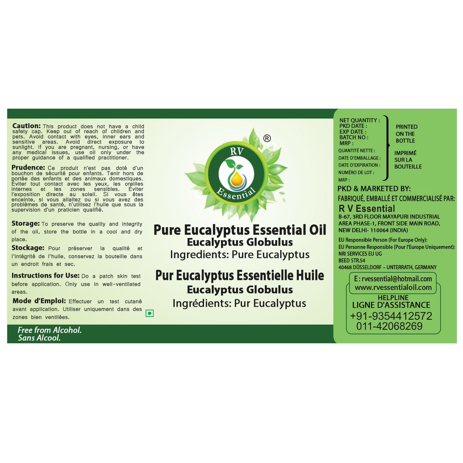 100% Pure & Natural Eucalyptus Essential Oil 15ml - Therapeutic Grade Eucalyptus Globulus for Aromatherapy, Diffusers & Massage
