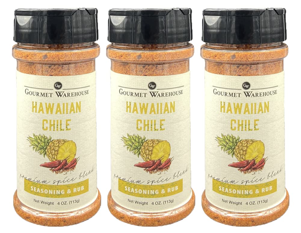 Premium Hawaiian Chile BBQ Rub - Gluten Free, No MSG, No HFCS - 4oz (3-Pack) - Perfect for Grilling, Smoking & Seasoning Meats