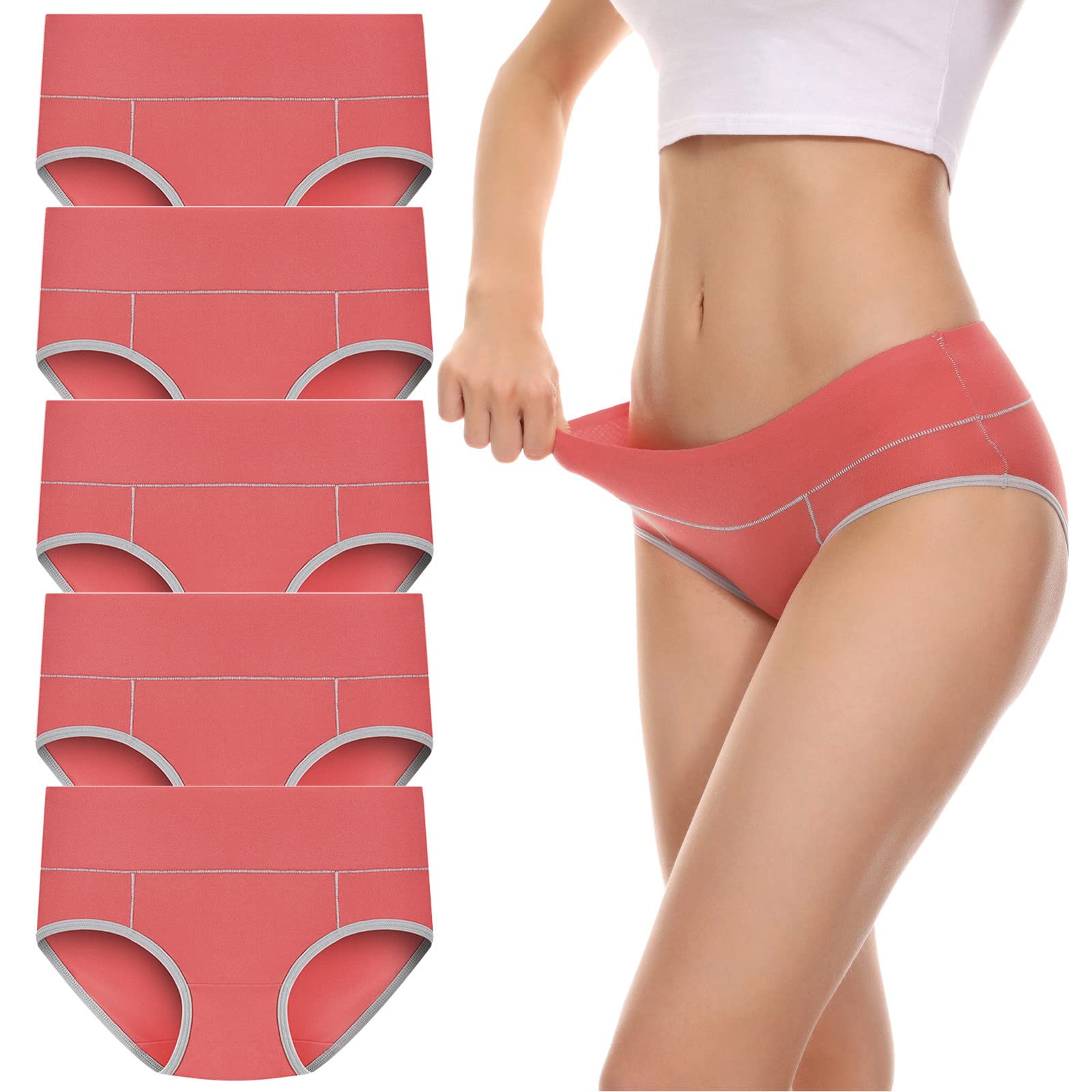 Women's Cotton High Waisted Underwear - Full Coverage Panties for Comfort (Regular & Plus Size) | Perfect for Everyday Wear, Yoga & Lounge