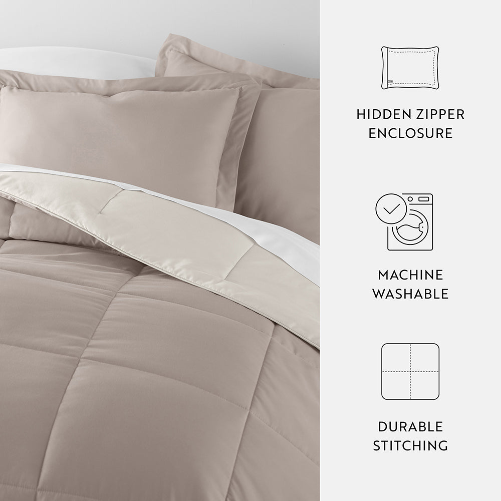Reversible Down Alternative Comforter Set - All-Season Hypoallergenic Bedding with Duvet Cover - Perfect for Master Bedroom, Guest Room & Dorm Comfort