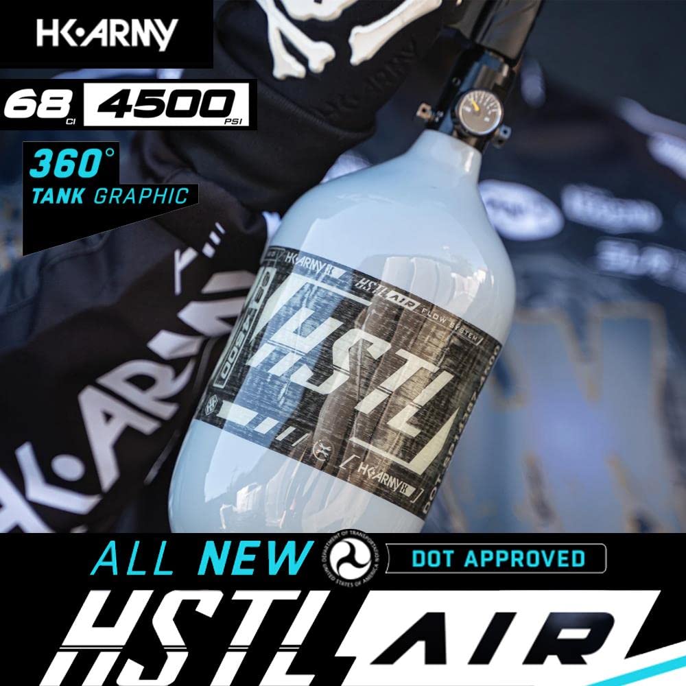 HK Army 68ci 4500psi HPA Paintball Air Tank - High Strength Carbon Fiber - Lightweight Grey - Perfect for Tournament Play & Outdoor Paintball Games