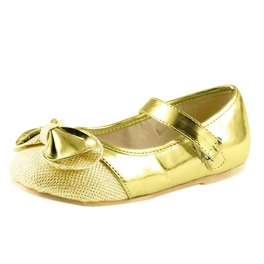 The Doll Maker Gold Sparkle Mary Jane Shoes - Elegant Glitter Flats for Women & Girls | Perfect for Weddings, Parties & Special Occasions