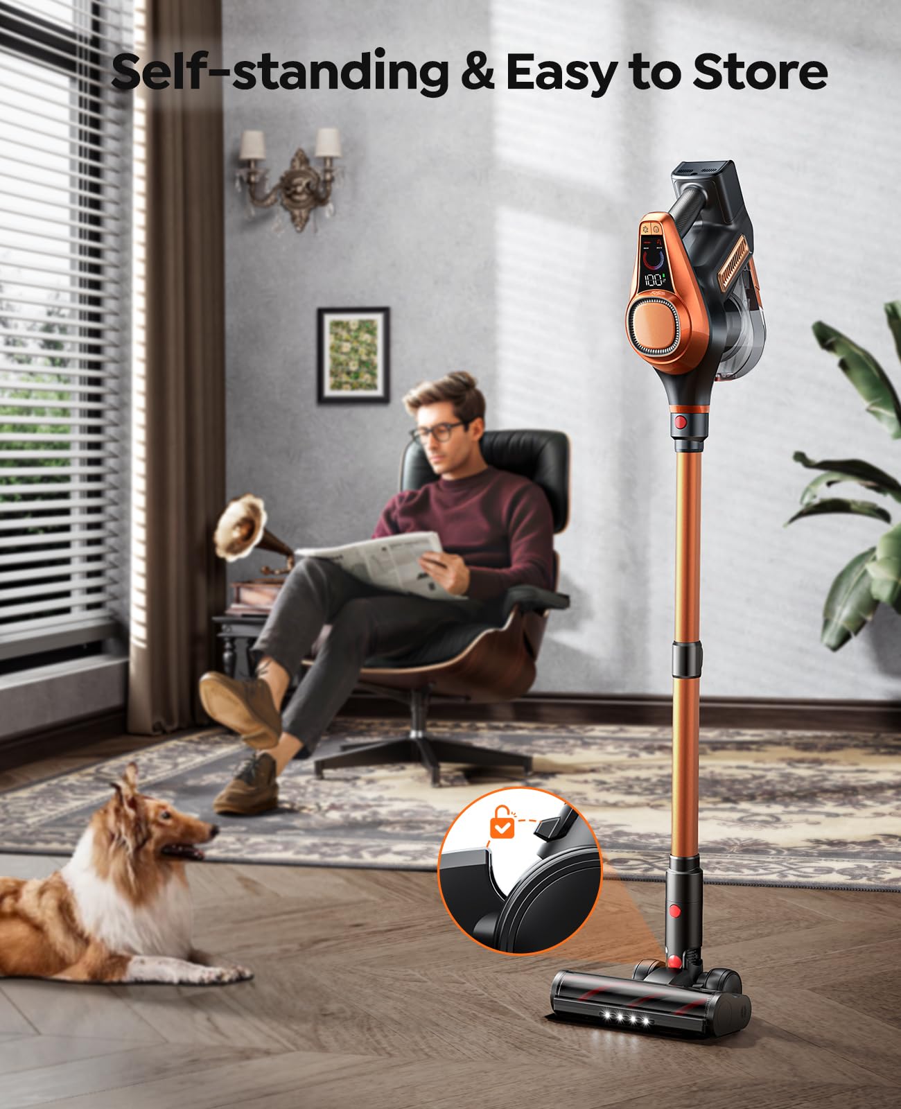 Powerful Cordless Vacuum Cleaner 550W/45Kpa with LED Display - 60 Min Runtime, Quiet & Tangle-Free for Pet Hair, Carpets & Hard Floors - Perfect for Home Cleaning & Pet Owners