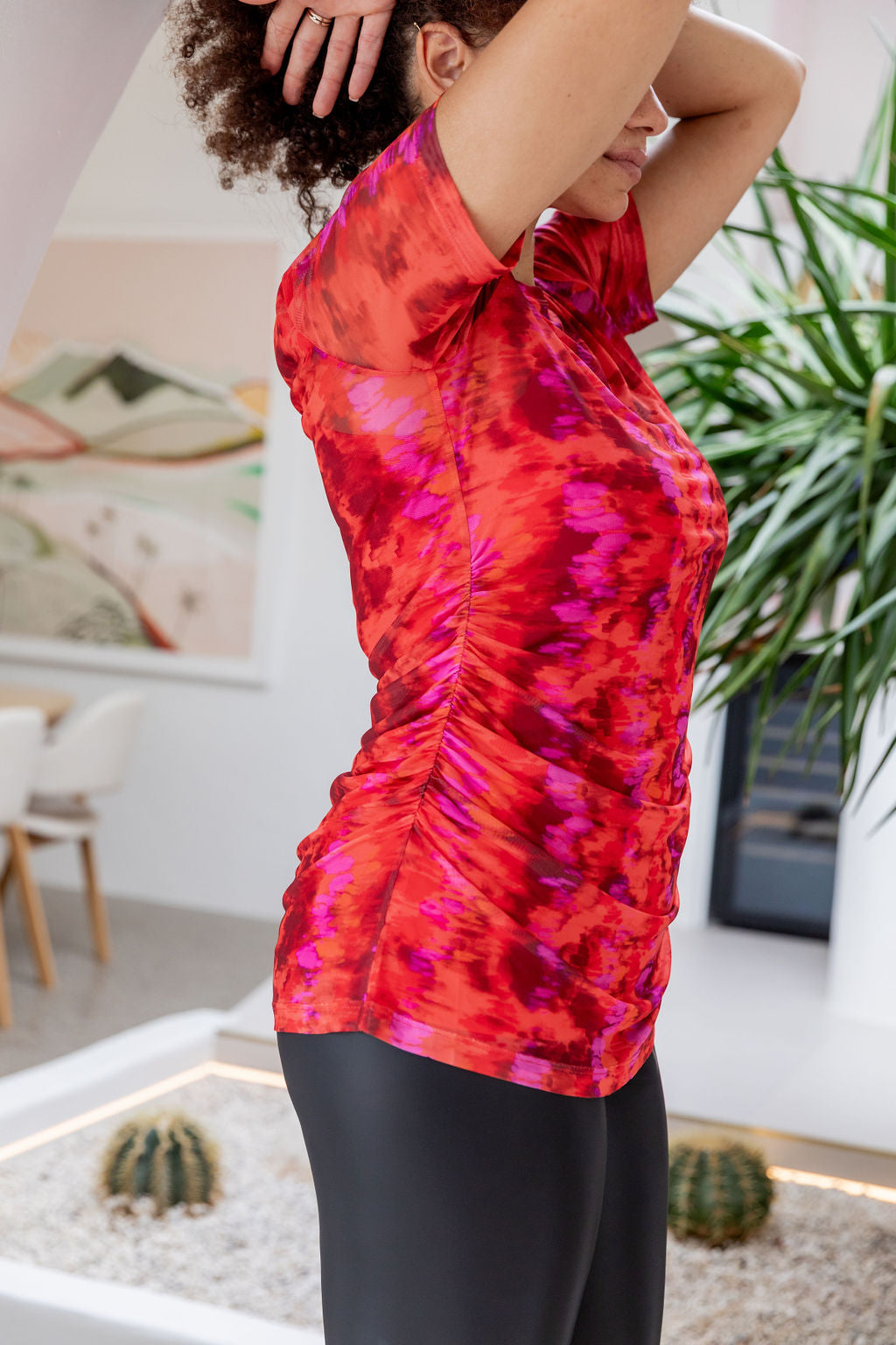 Darla Mesh Top for Women - Stylish Red Crochet Knit Shirt, Breathable Summer Blouse for Casual Outings, Beach Wear & Night Out