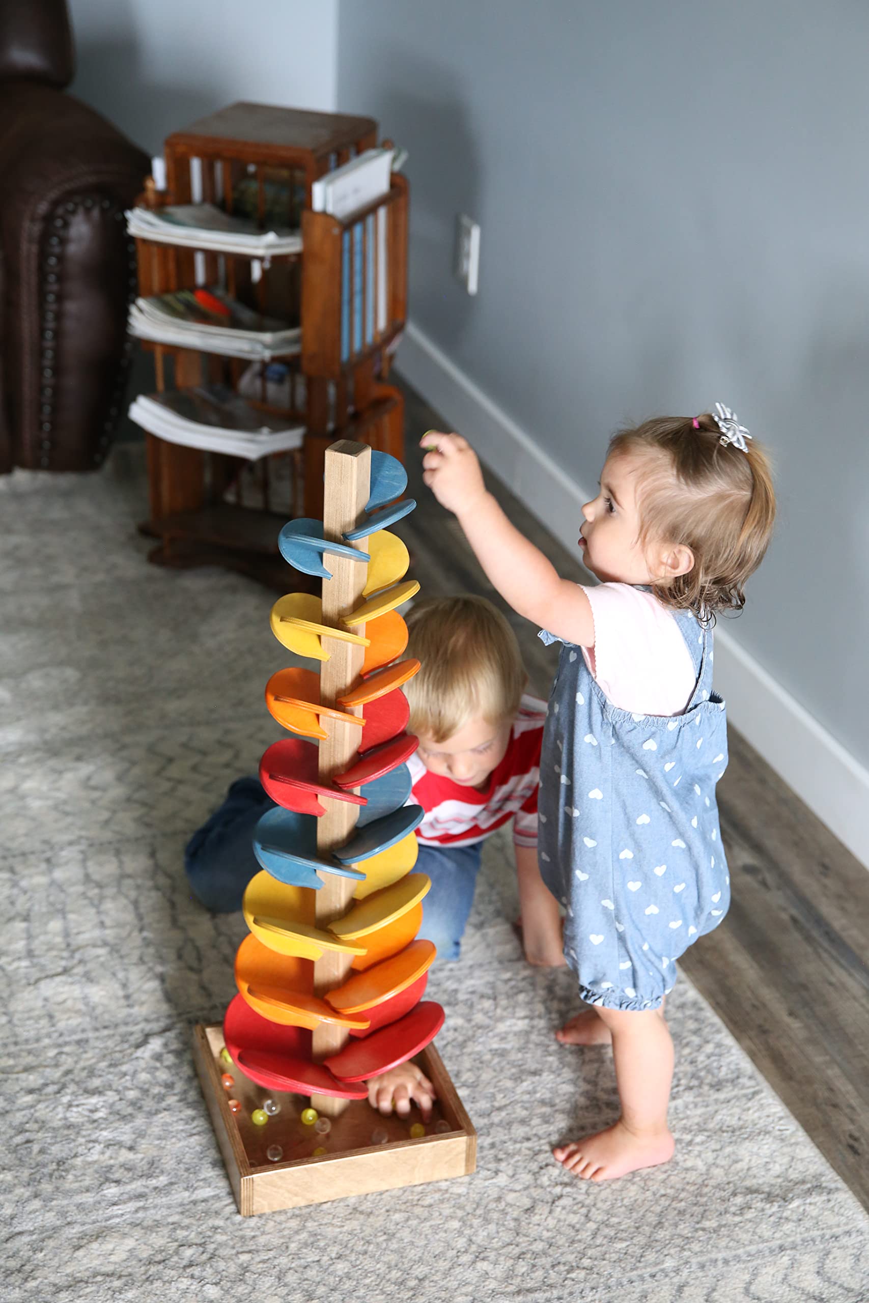 AmishToyBox.com Wooden Marble Tree Toy - CPSIA-Approved Safe for Kids, Includes Marble Set (Circus Splash) - Fun STEM Learning & Montessori Play for Children
