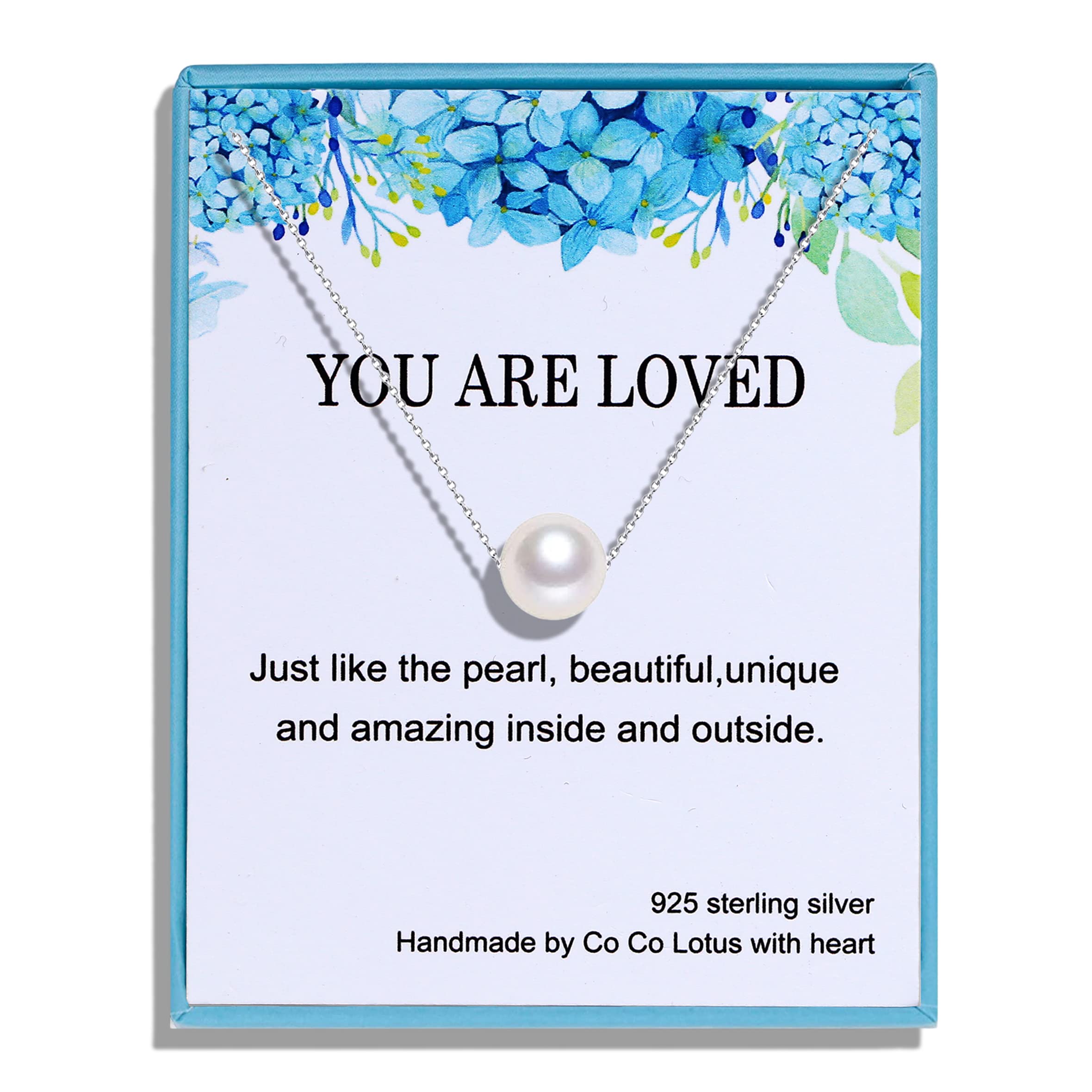 10mm White Pearl Necklace for Women & Girls - Sterling Silver Adjustable Chain, Elegant Gift for Parties & Weddings